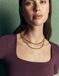 Collier chaîne effet superposé-Doré