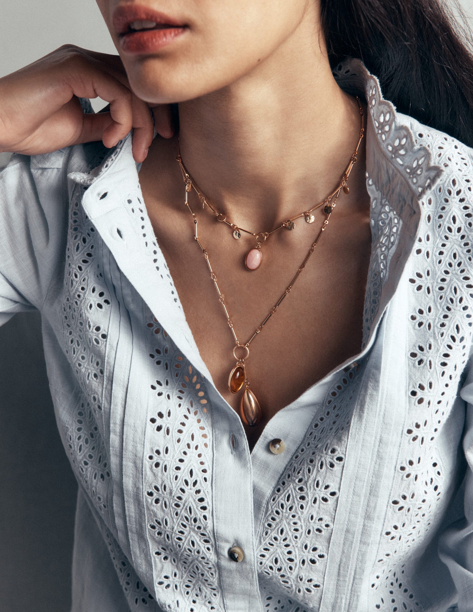 Collier ornementé à pendentifs gouttes-Multi-2