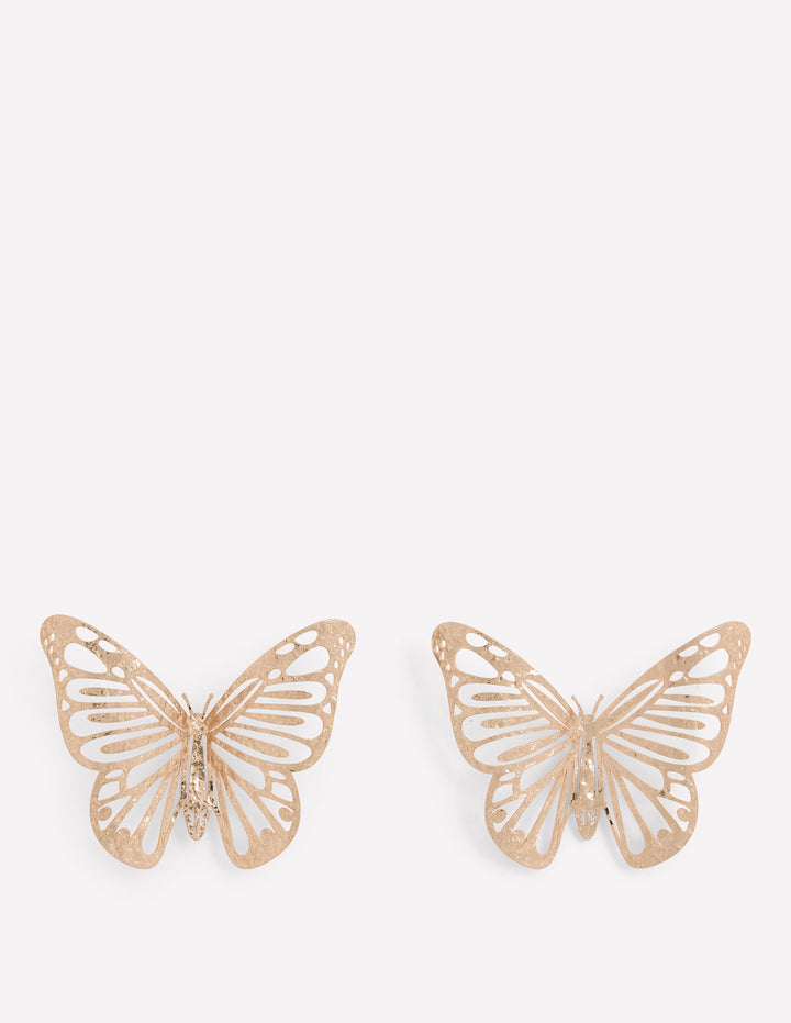 Gehämmerte Statement-Ohrstecker-Cameo-Rosa, Schmetterling
