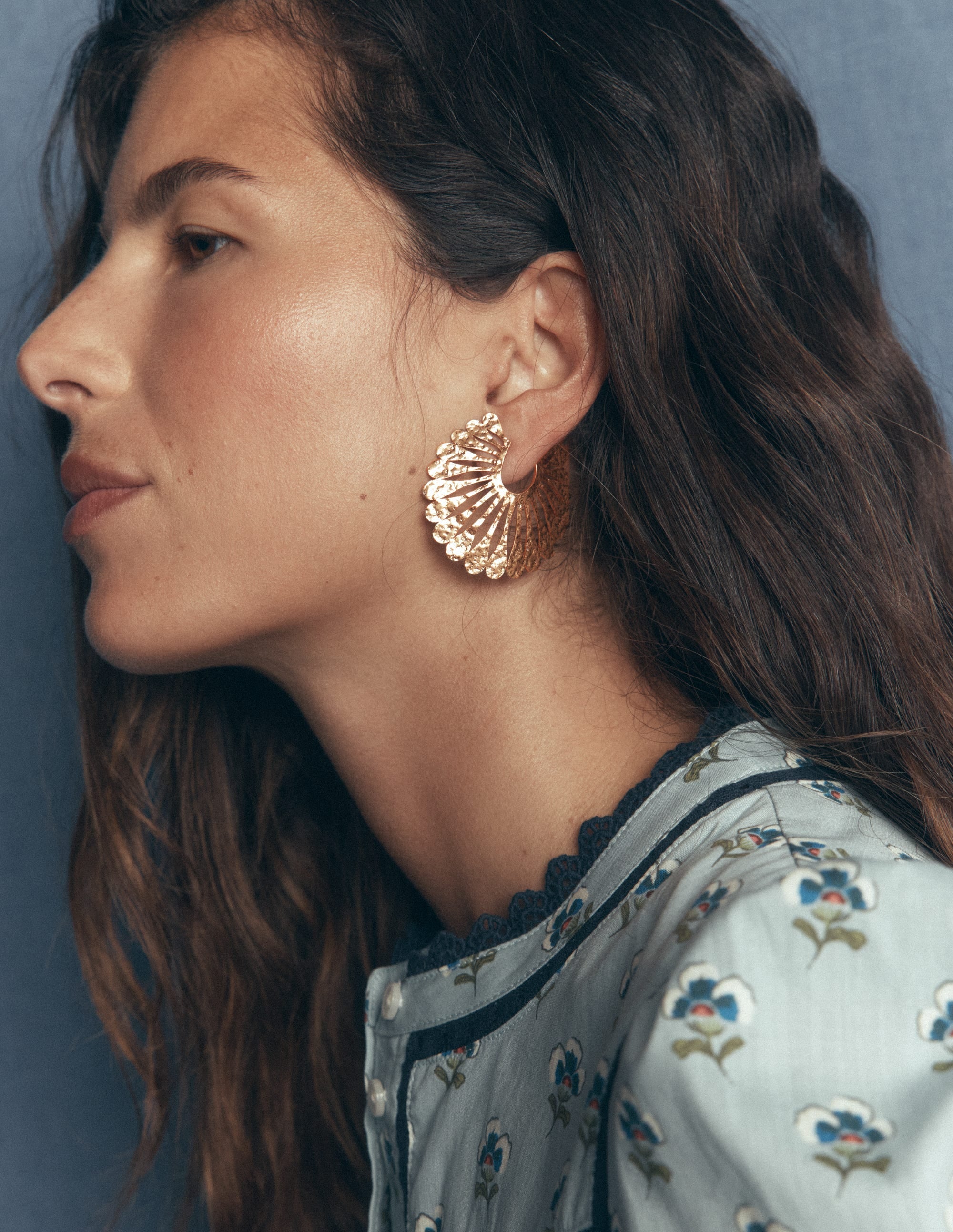 Statement Hammered Studs-Hoop - Image 1