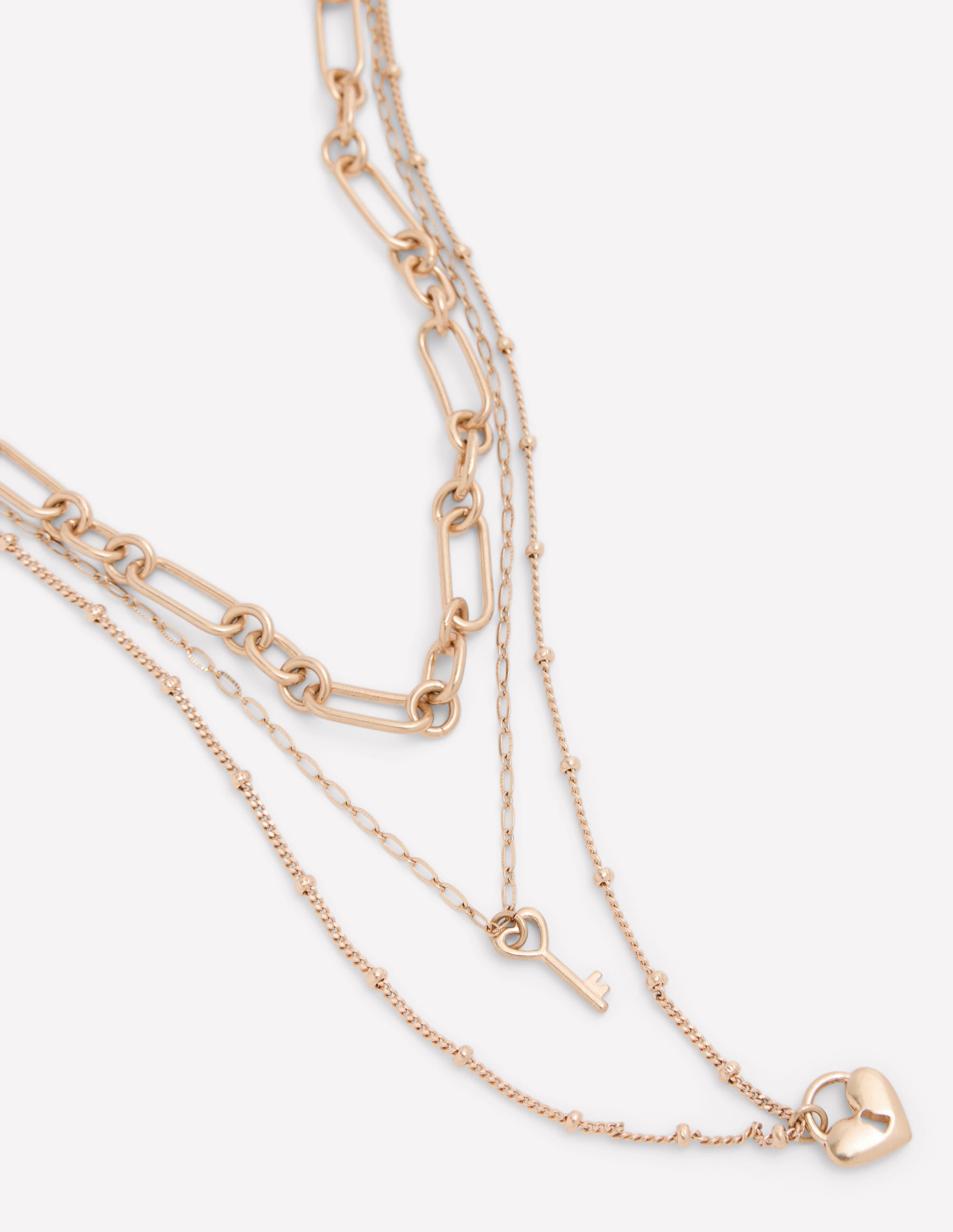 Collier cadenas d'amour effet superposé-Doré - Image 3