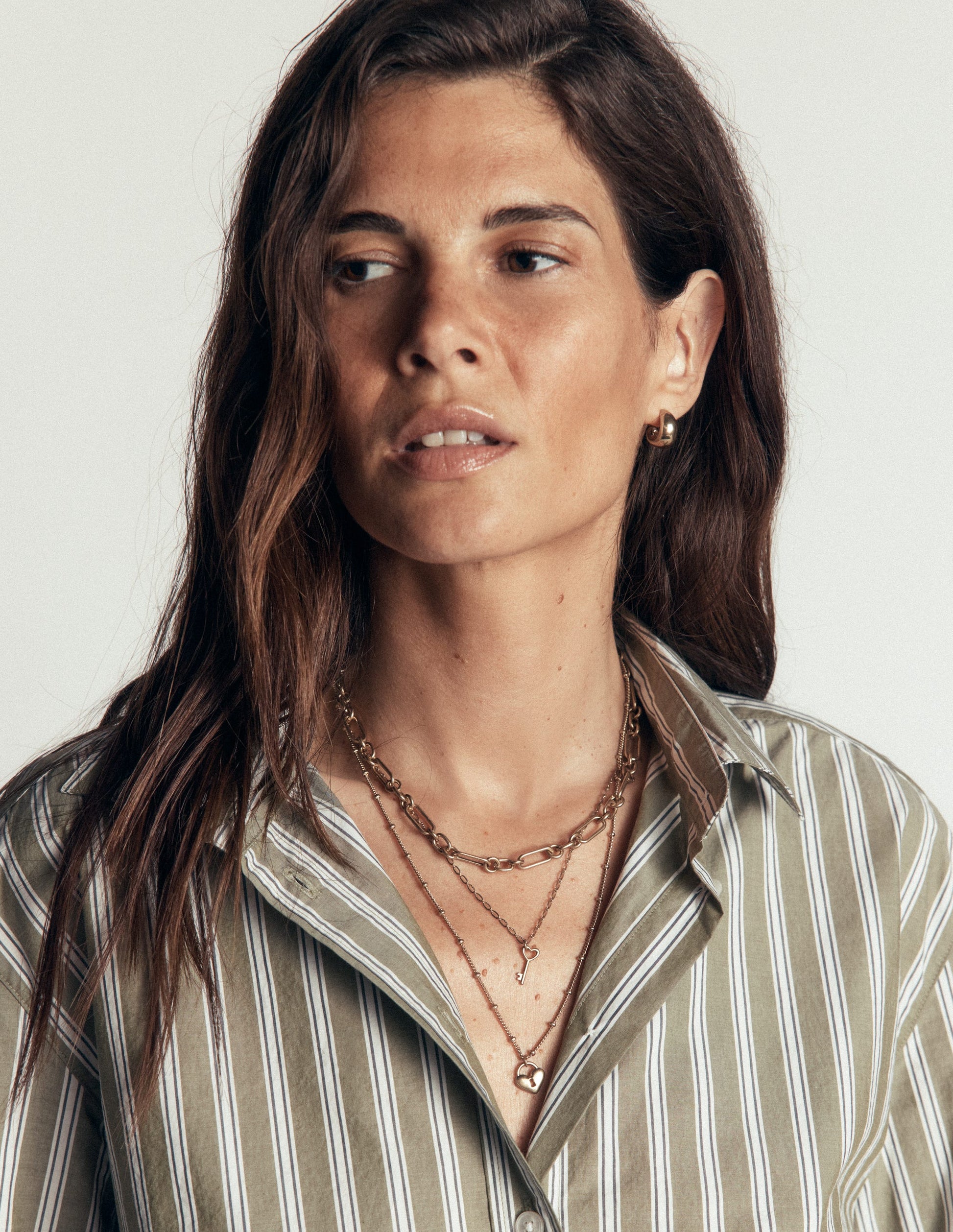 Collier cadenas d'amour effet superposé-Doré-1