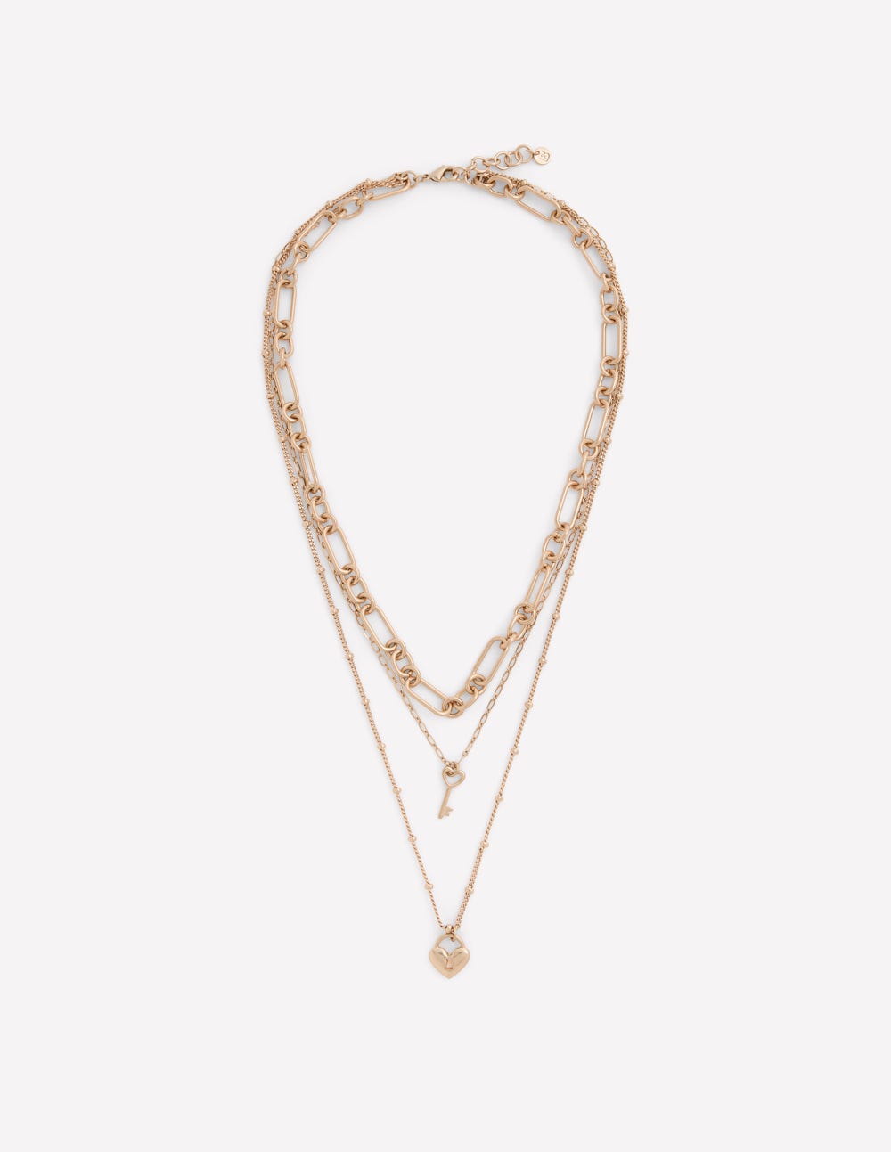 Collier cadenas d'amour effet superposé-Doré-2