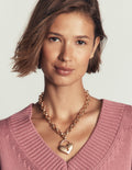 Collier à grand cadenas d'amour-Doré