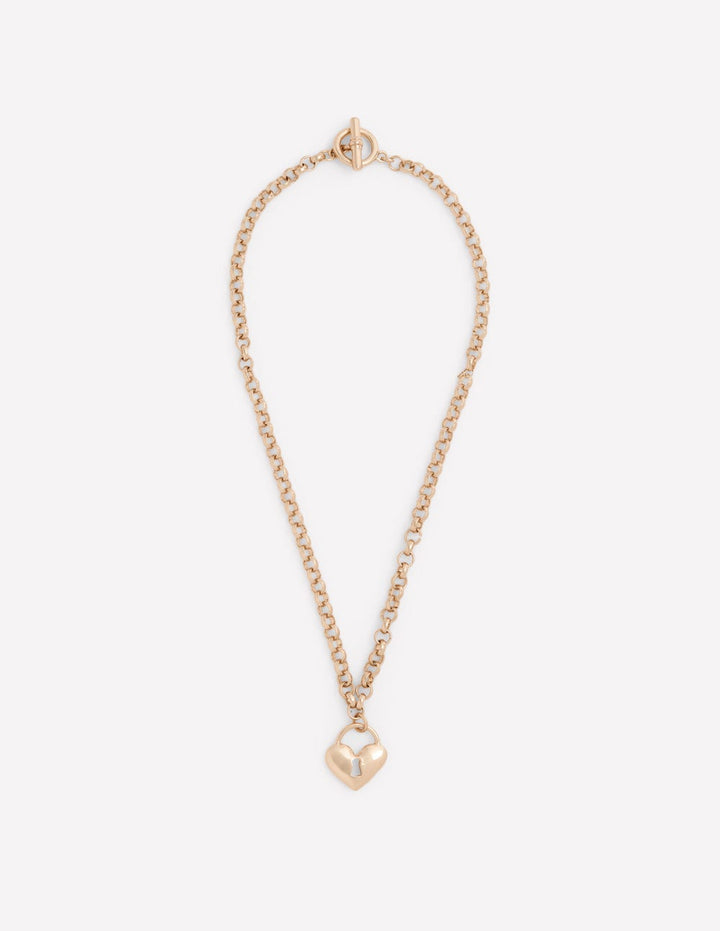 Halskette mit Liebesschloss-Gold