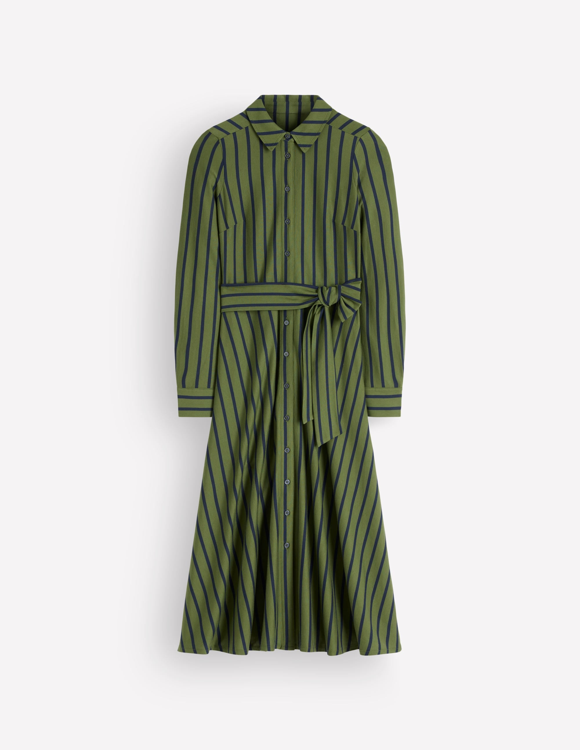 Robe-chemise Marcia en jersey-Rayé ciboulette et bleu marine - Image 6