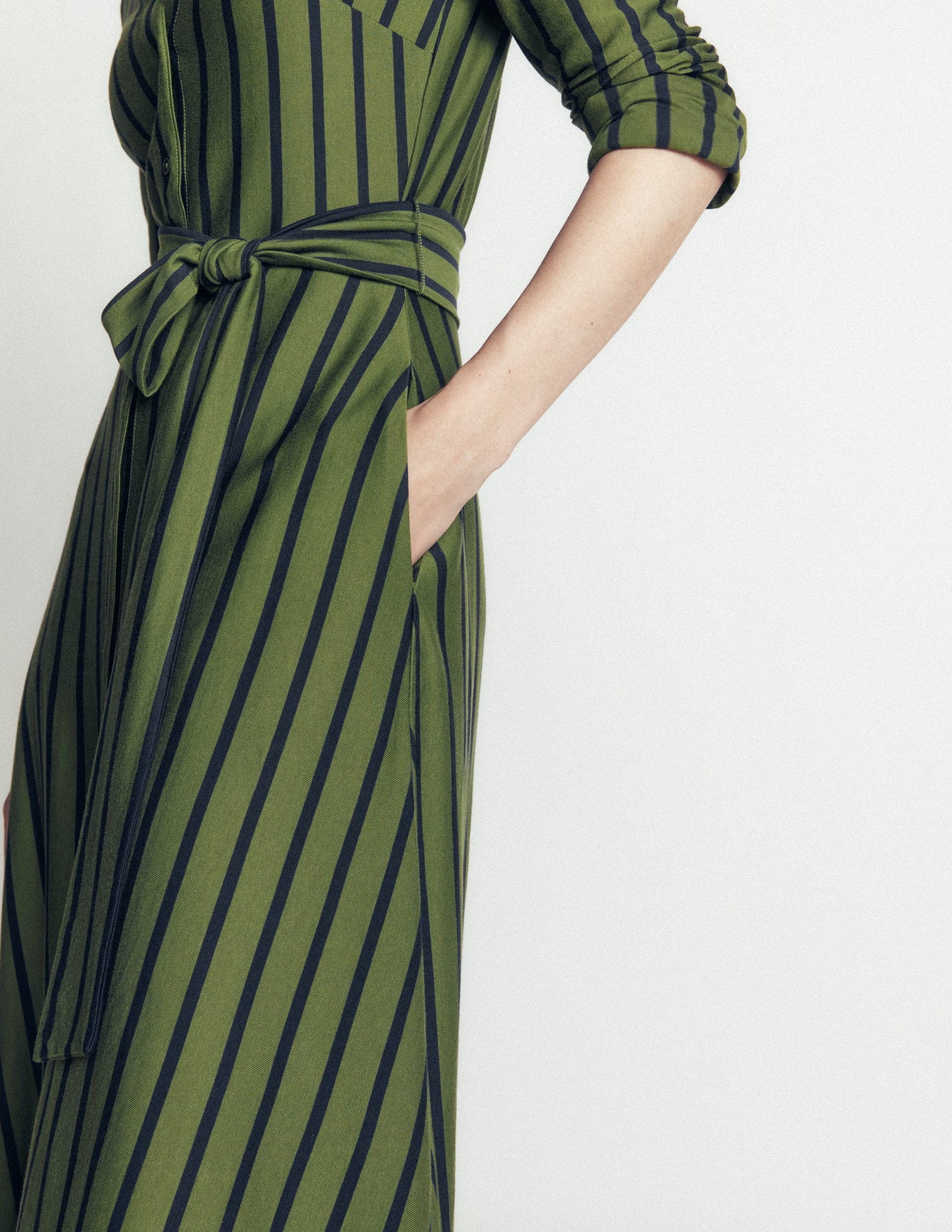 Robe-chemise Marcia en jersey-Rayé ciboulette et bleu marine-2