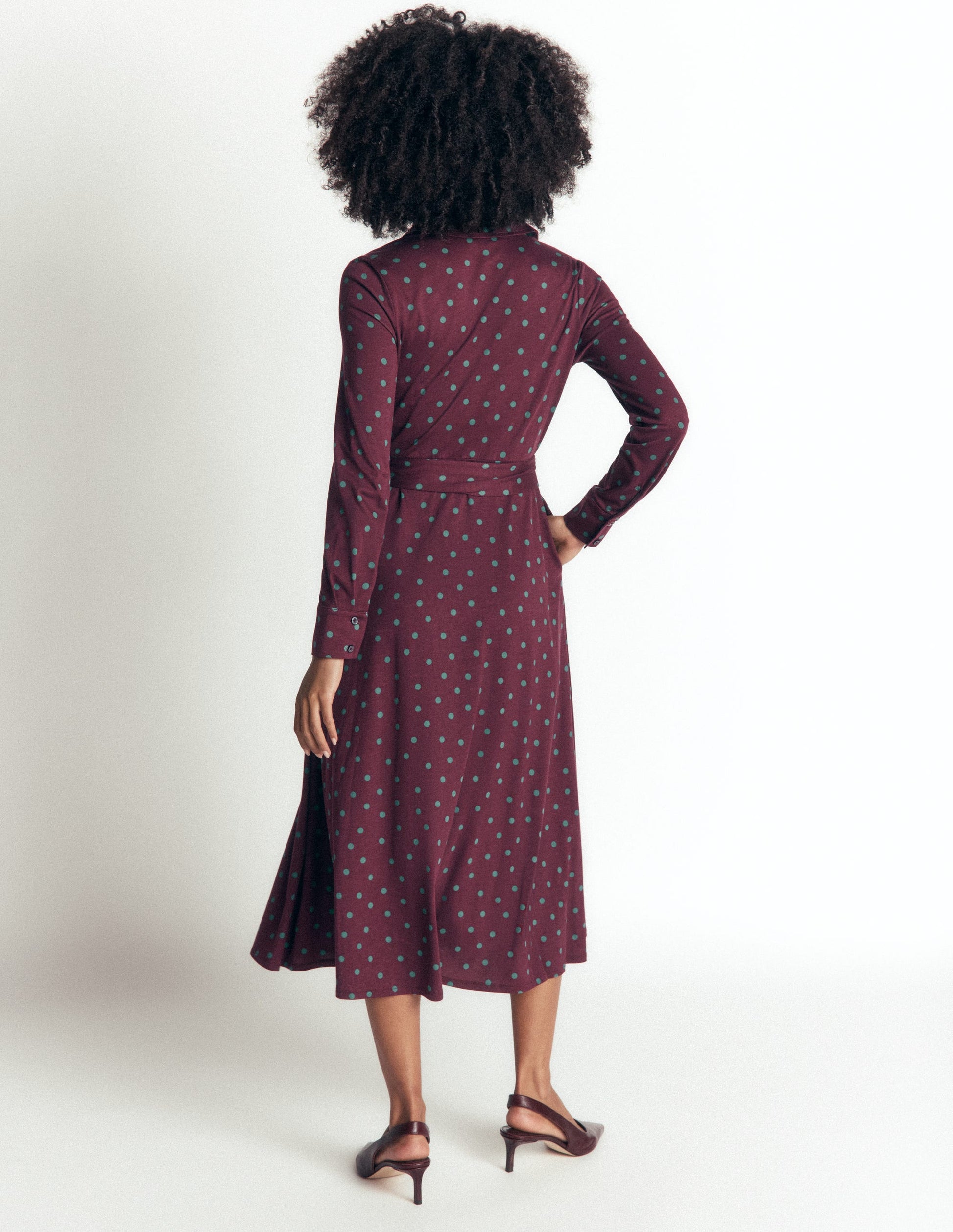 Marcia Jersey-Hemdblusenkleid-Weinprobe und Seegras Punkte-3