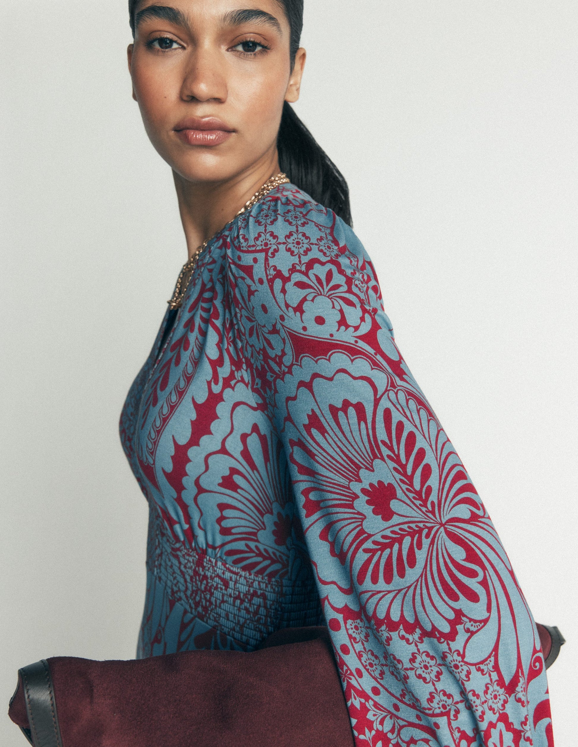 Georgia Jersey-Midikleid-Delphinblau, Botanisch-4