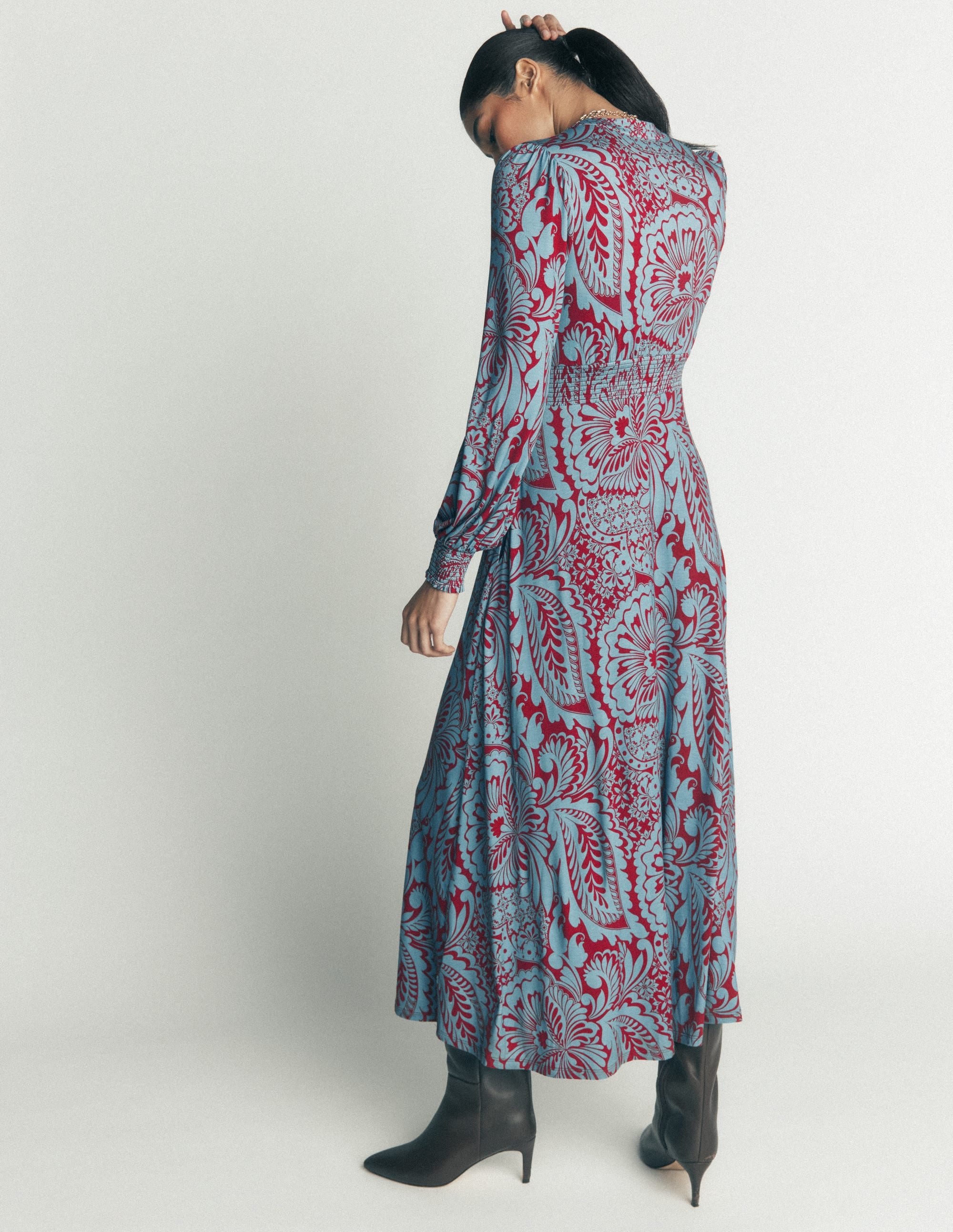 Georgia Jersey-Midikleid-Delphinblau, Botanisch - Image 4