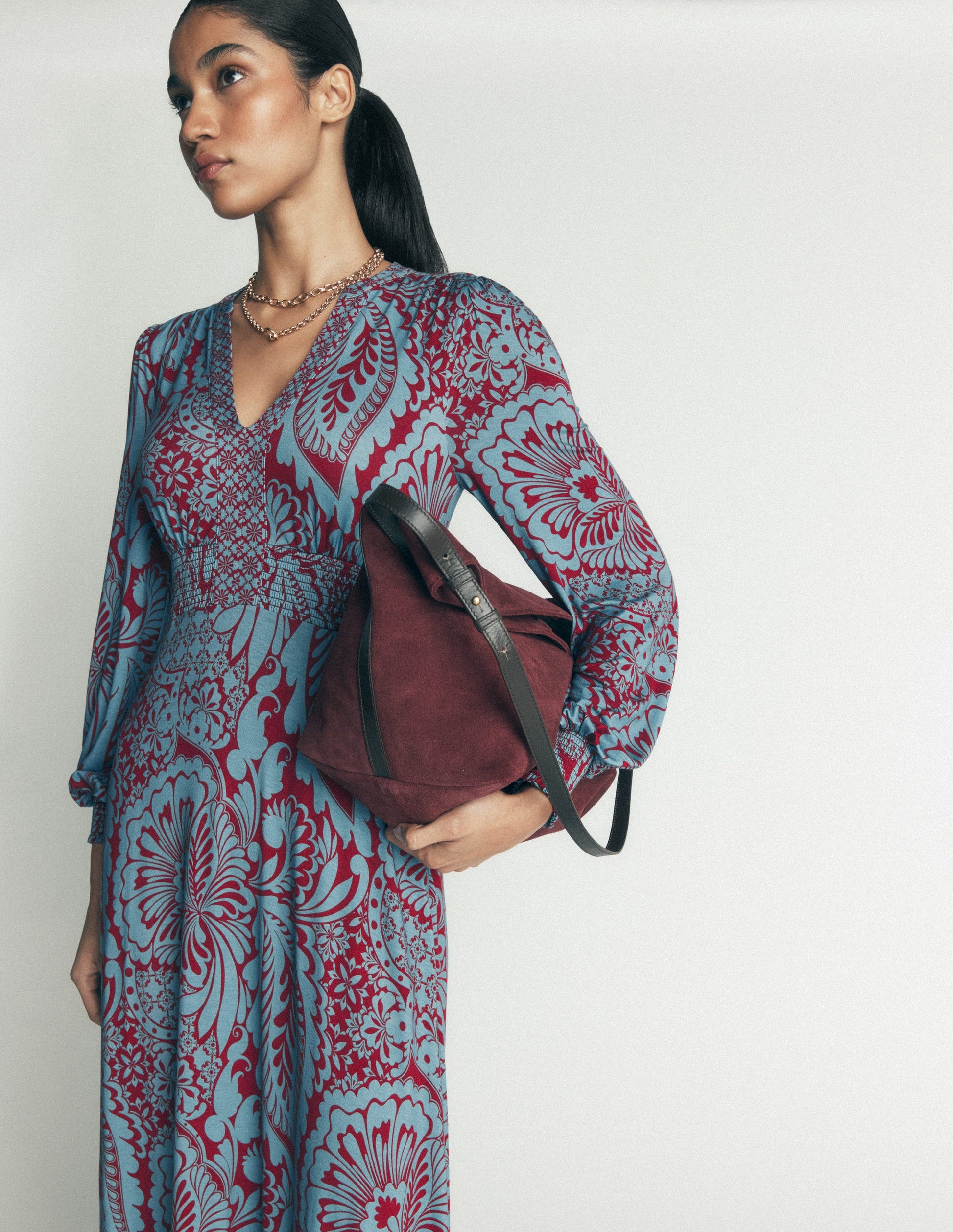 Georgia Jersey-Midikleid-Delphinblau, Botanisch-6