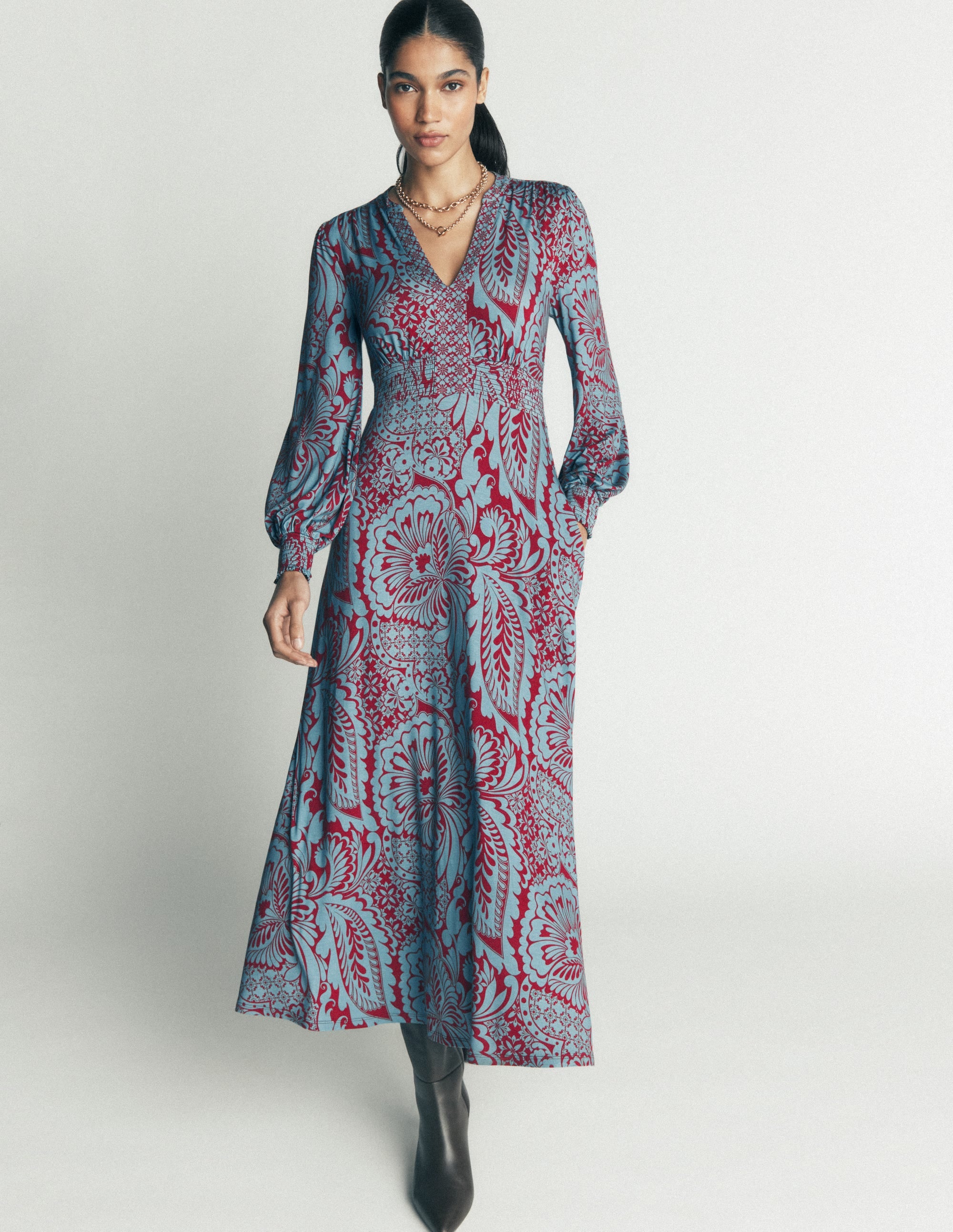 Georgia Jersey-Midikleid-Delphinblau, Botanisch - Image 6