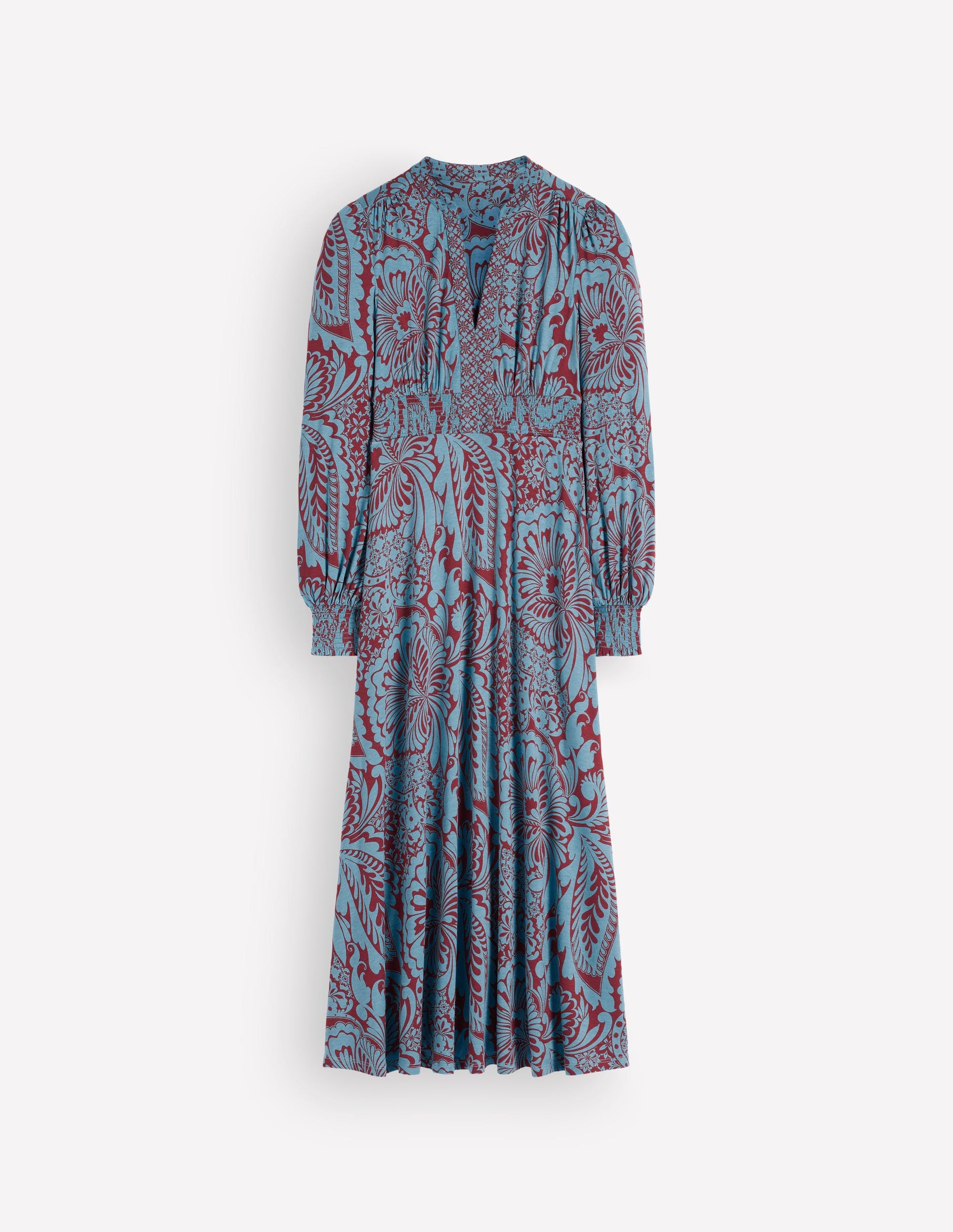 Georgia Jersey-Midikleid-Delphinblau, Botanisch-8