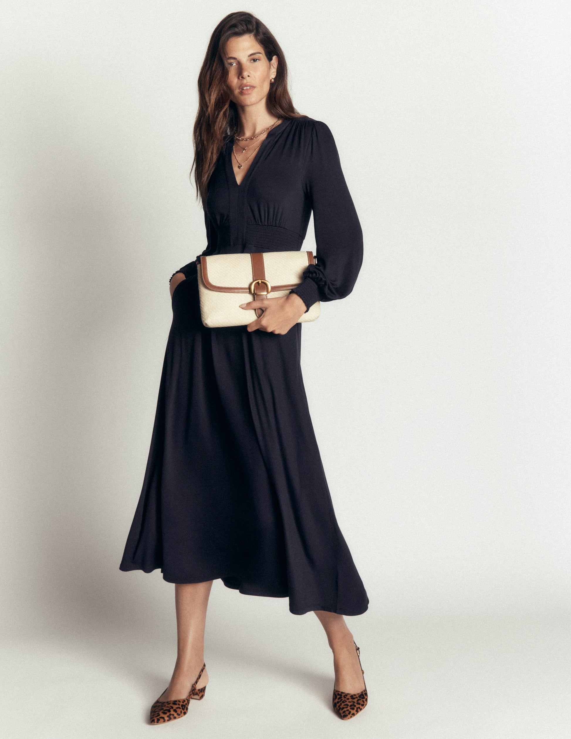 Georgia Jersey-Midikleid-Marineblau-1
