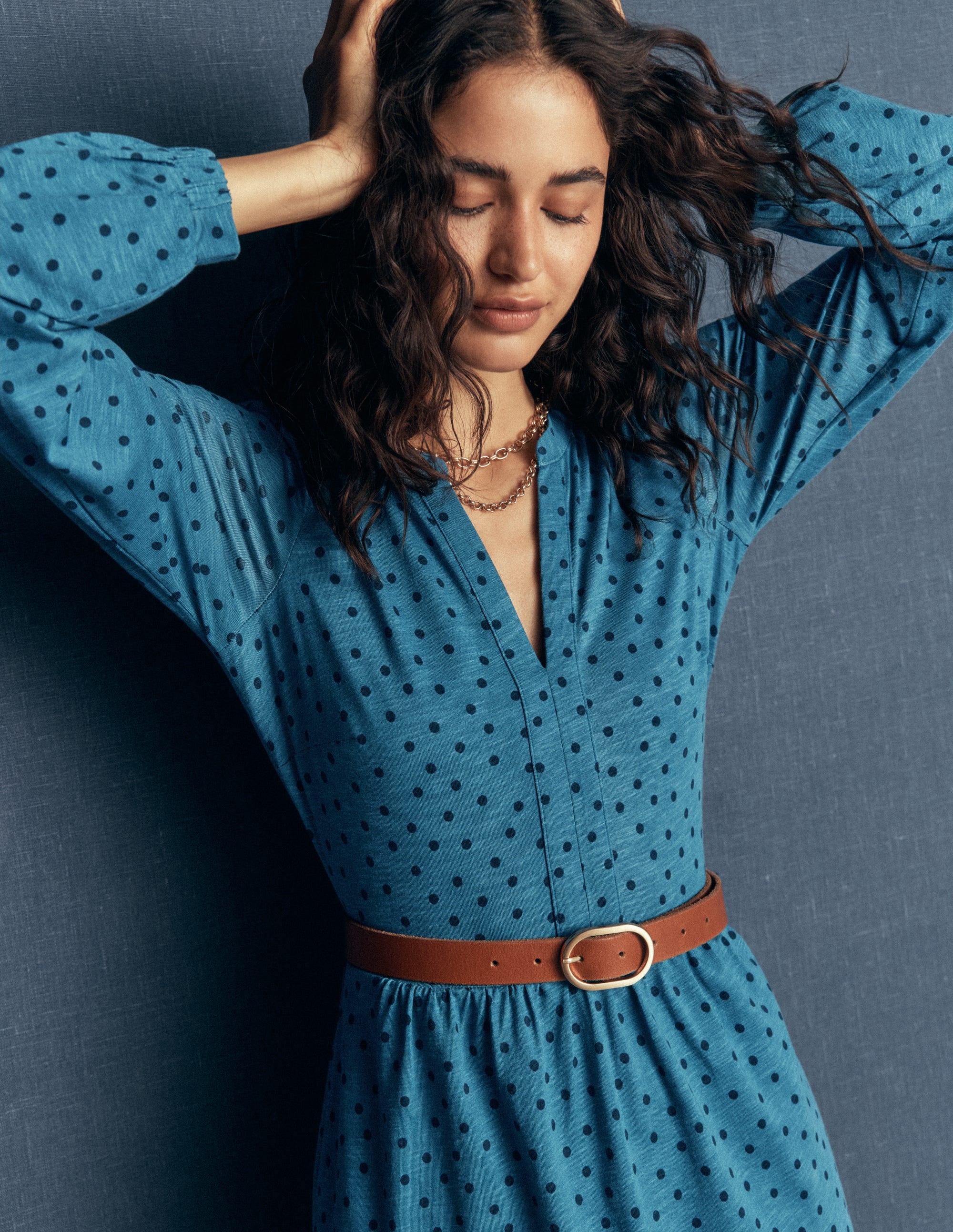 Naomi Relaxed Jersey Dress-Storm Blue, Boden Spot - Image 2