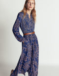 Gesmoktes Jerseykleid-Echtes Marineblau, Verzauberte Pfingstrose