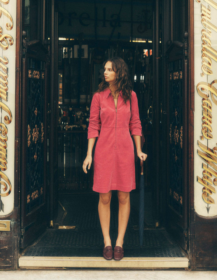 Bronte Kurzes Cordkleid-Kirschrot