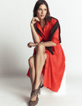 Alexa Midi-Hemdblusenkleid aus Baumwolle-Blutorange