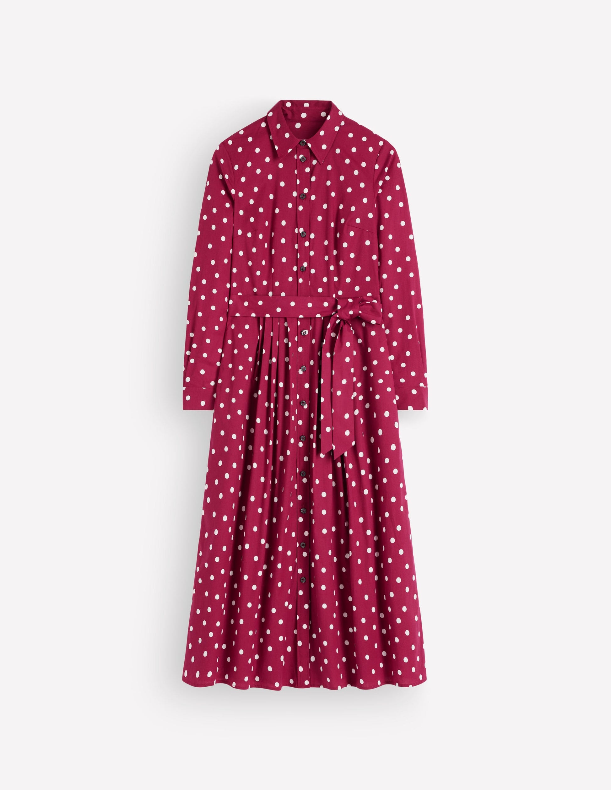 Alexa Midi-Hemdblusenkleid aus Baumwolle-Rubinrot, Boden-Punkte-8