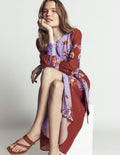 Robe de cérémonie à manches blousantes-Motif Super Bloom multi