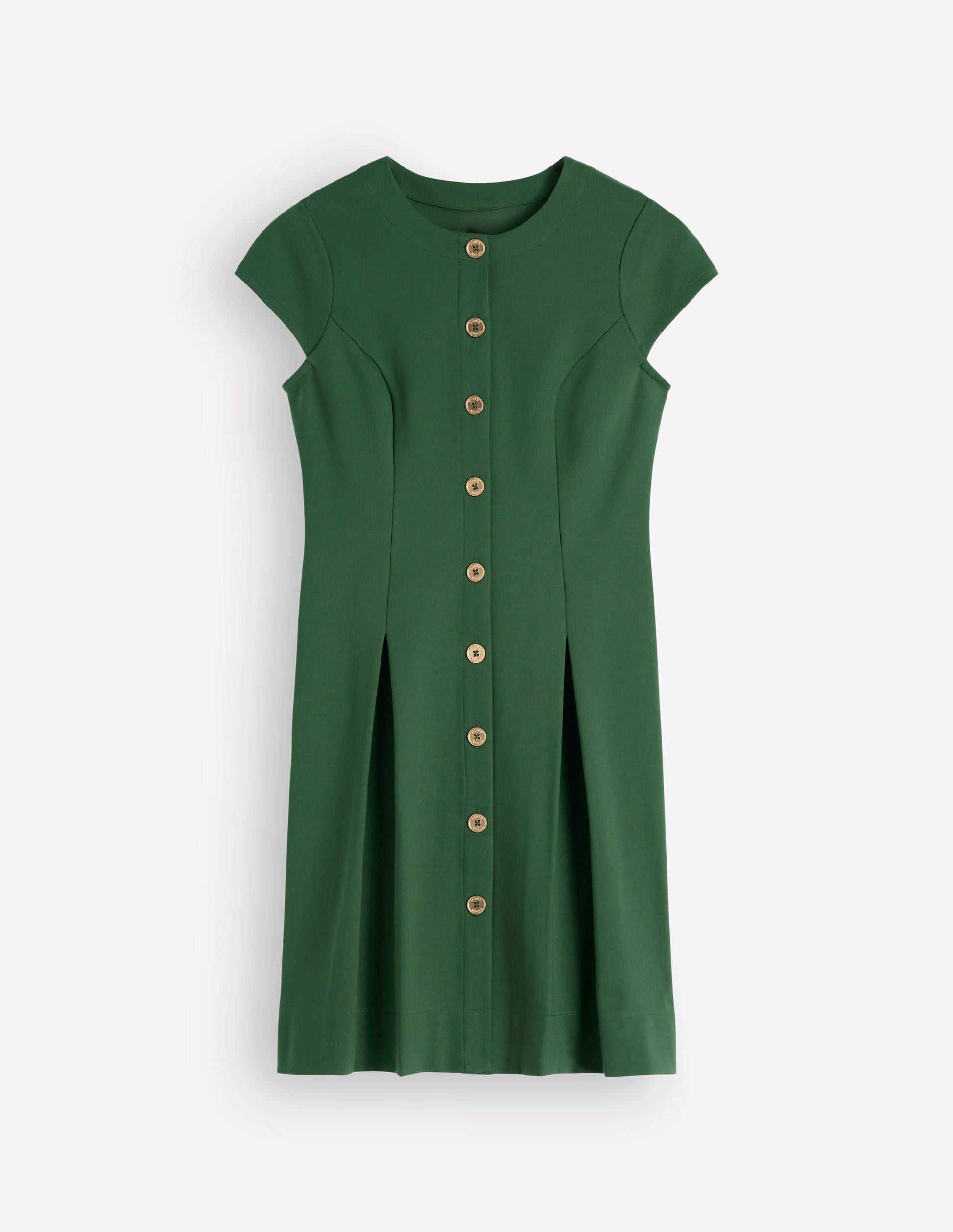 Robe courte plissée à boutons-Vert chasseur-5