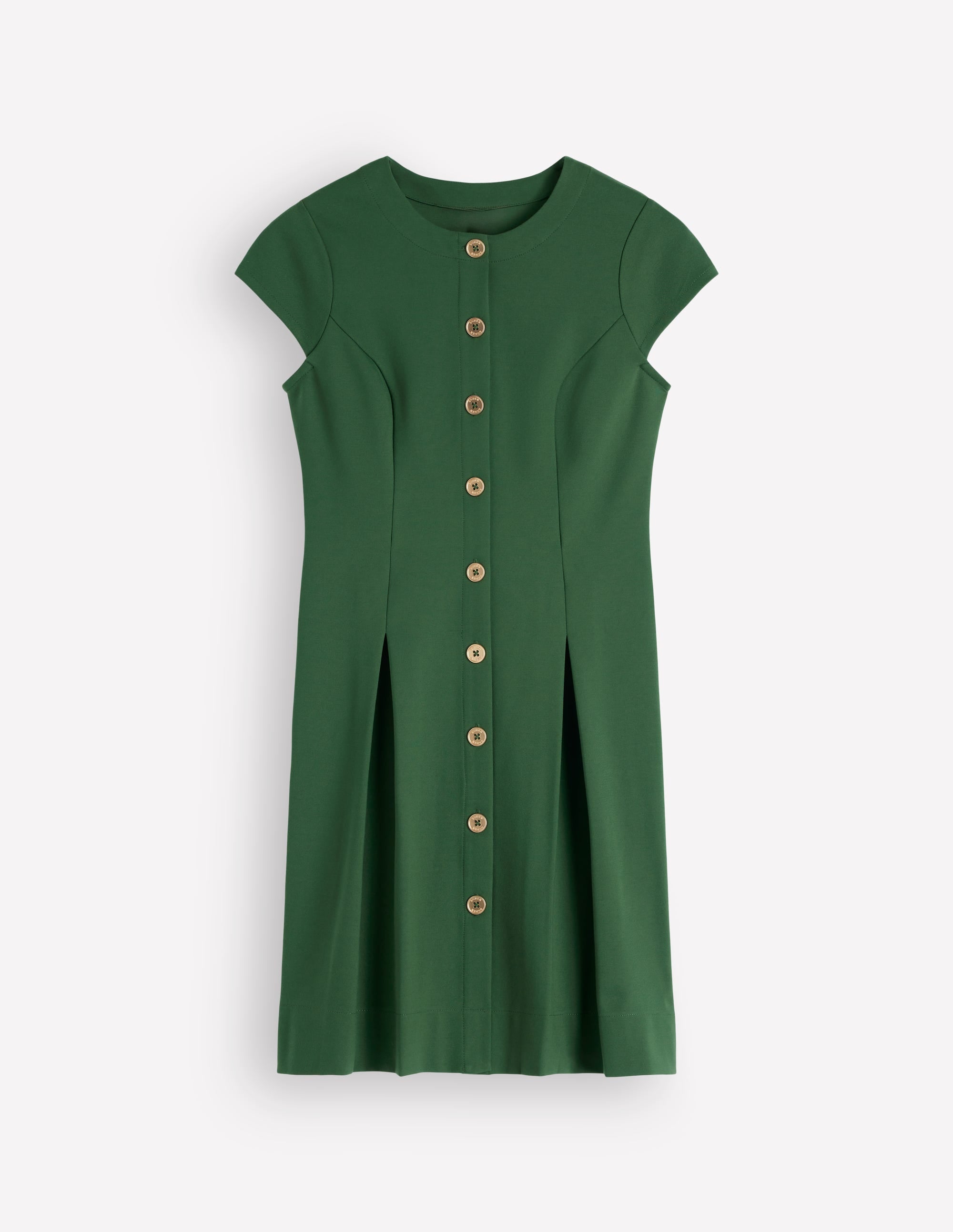 Robe courte plissée à boutons-Vert chasseur - Image 5