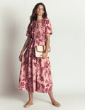 Robe tendance à taille nouée-Rose craie, motif Planted Meadows