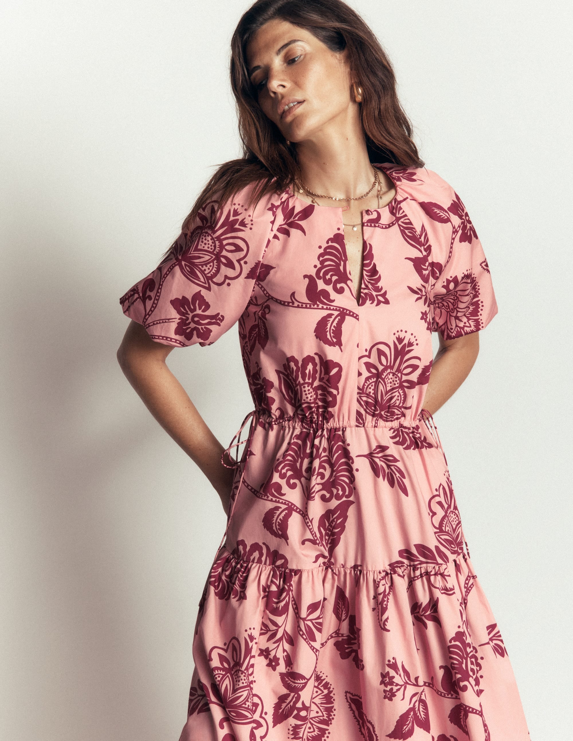 Robe tendance à taille nouée-Rose craie, motif Planted Meadows - Image 2