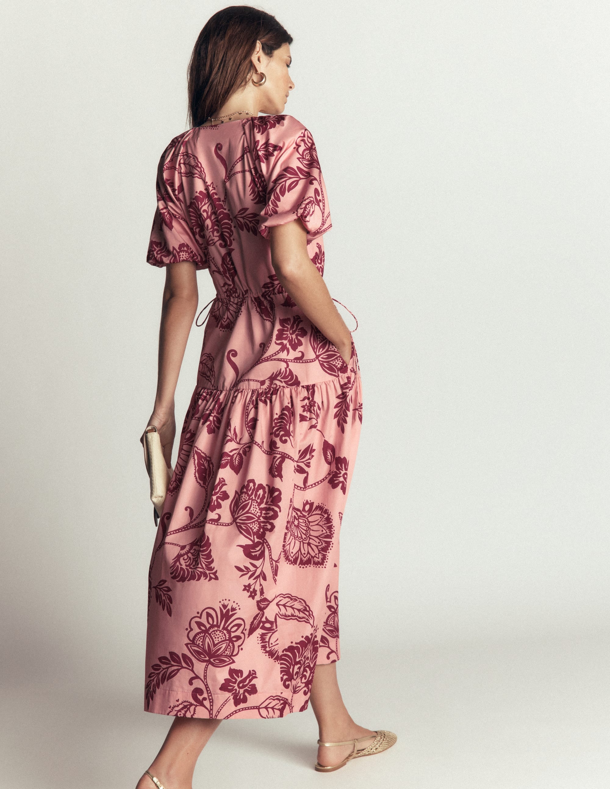 Robe tendance à taille nouée-Rose craie, motif Planted Meadows - Image 3