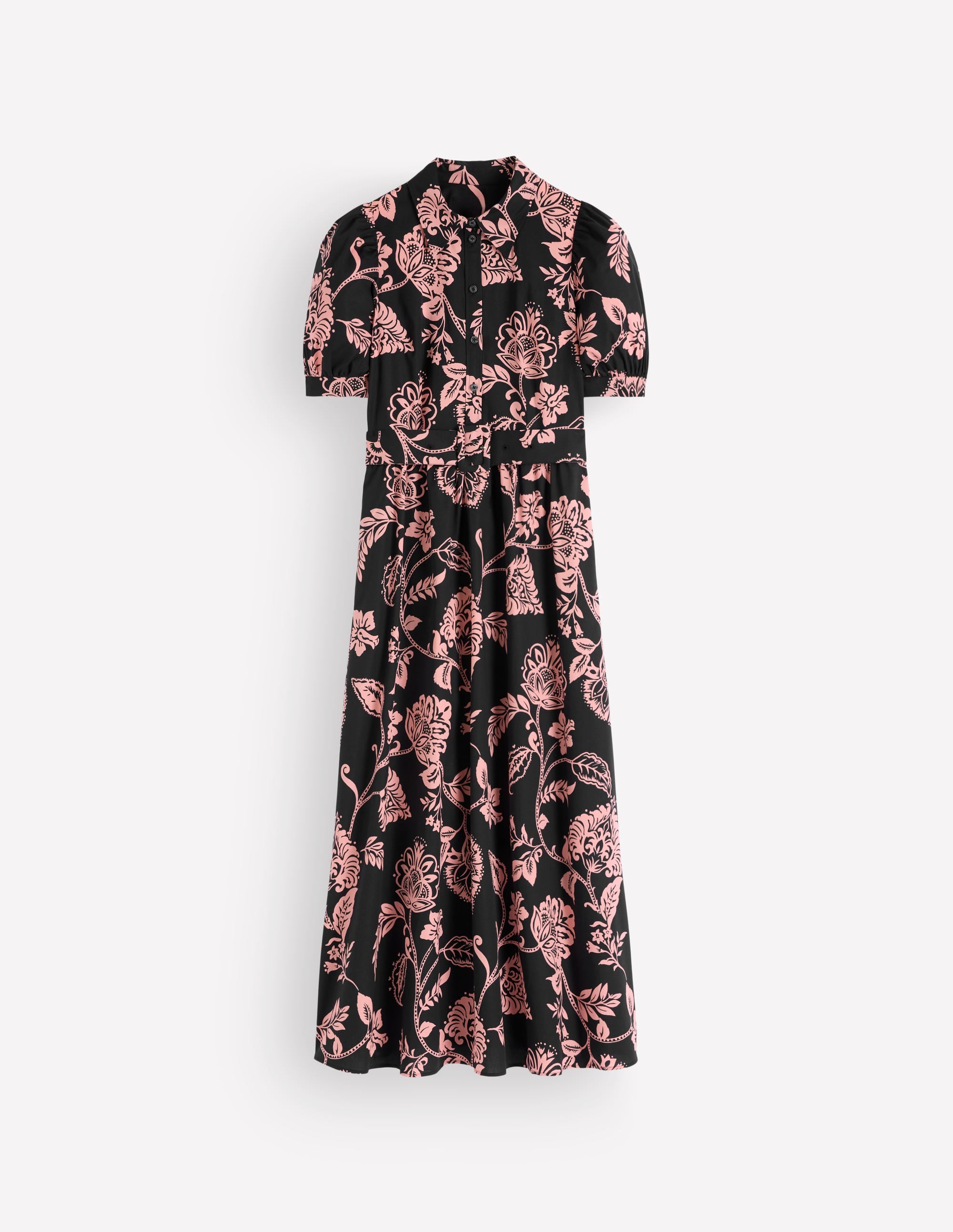 Robe midi en coton à ceinture-Noir, motif Planted Meadows - Image 6