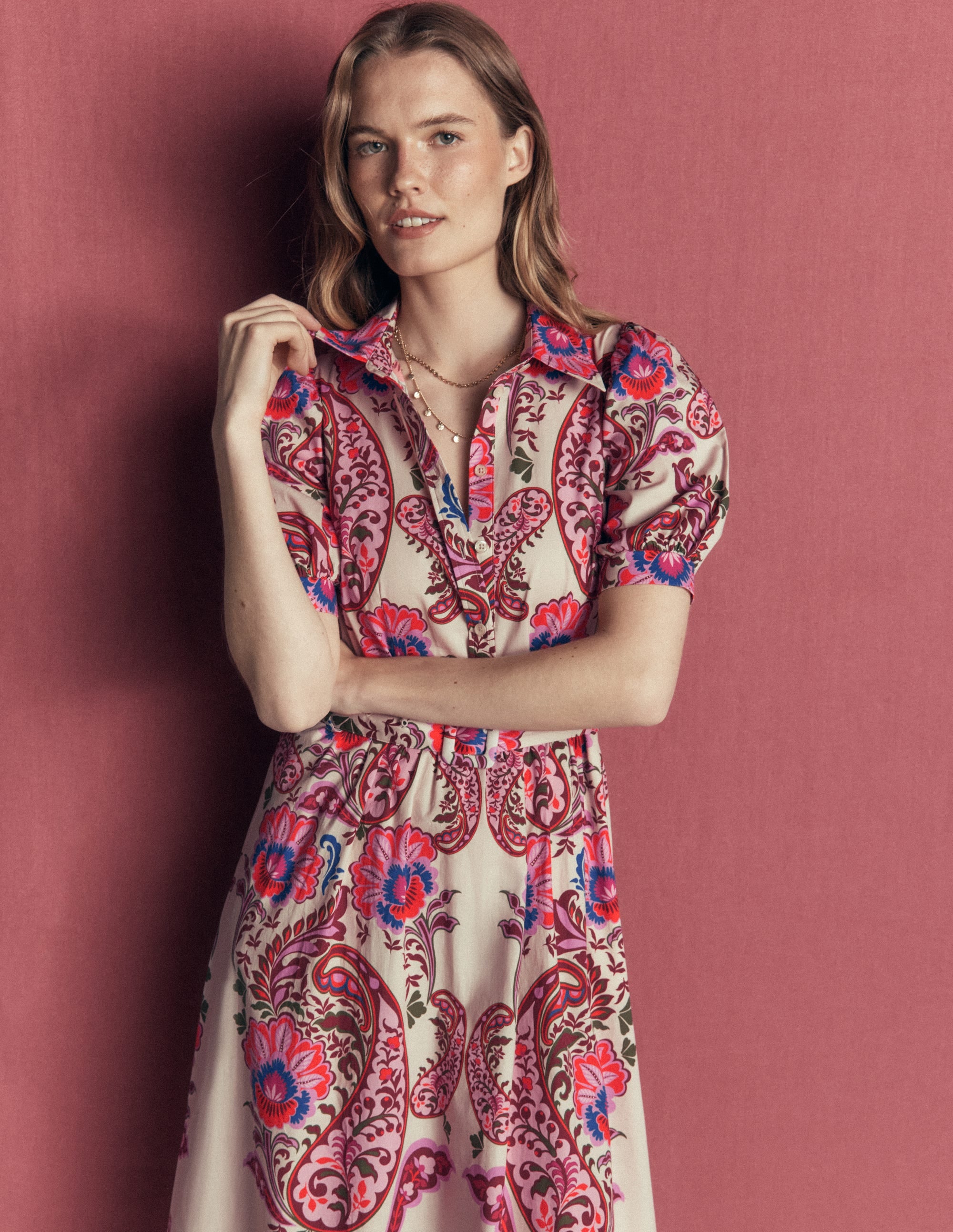 Baumwoll-Midikleid mit Gürtel-Bunt, Boho-Traum - Image 1