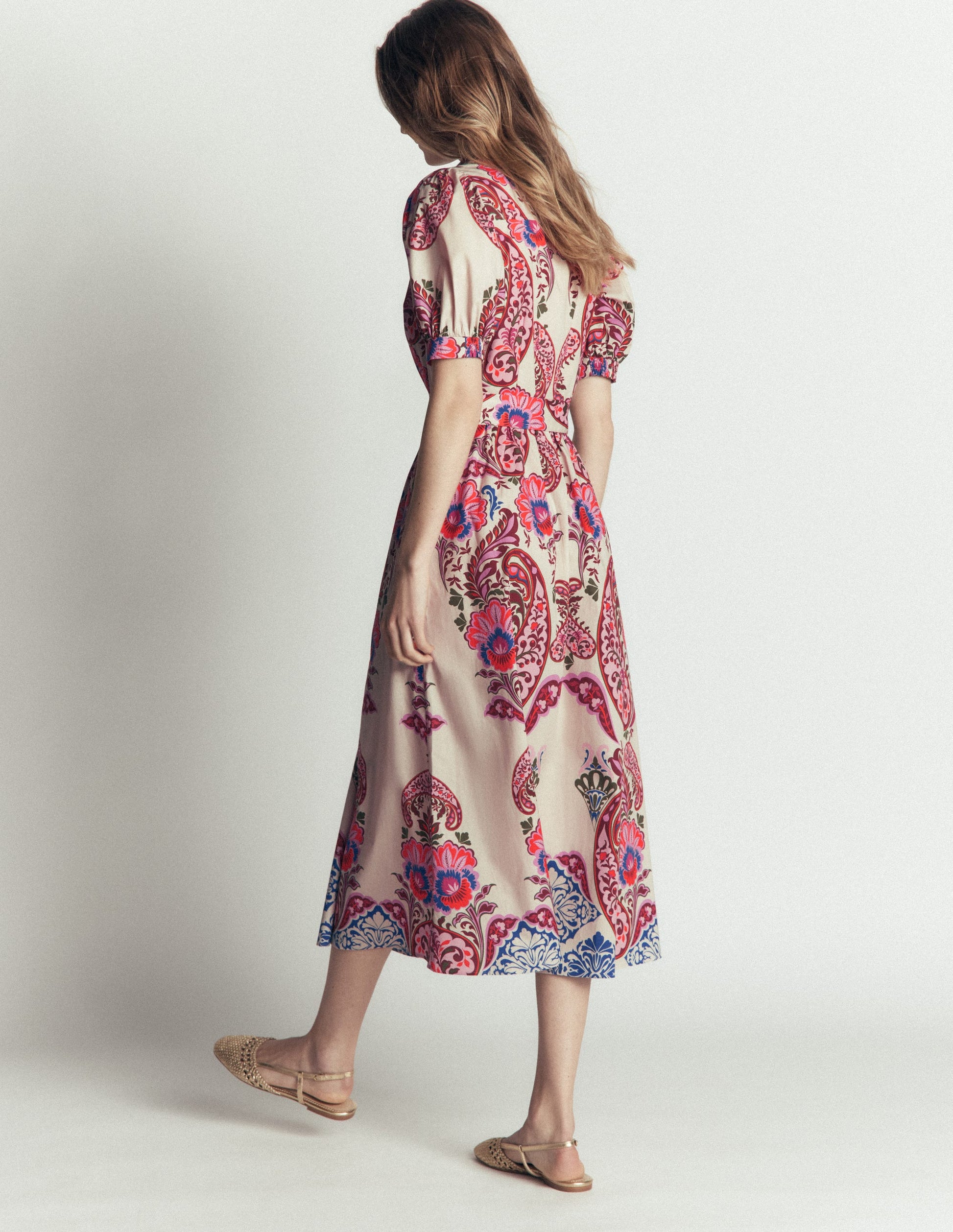 Baumwoll-Midikleid mit Gürtel-Bunt, Boho-Traum-3
