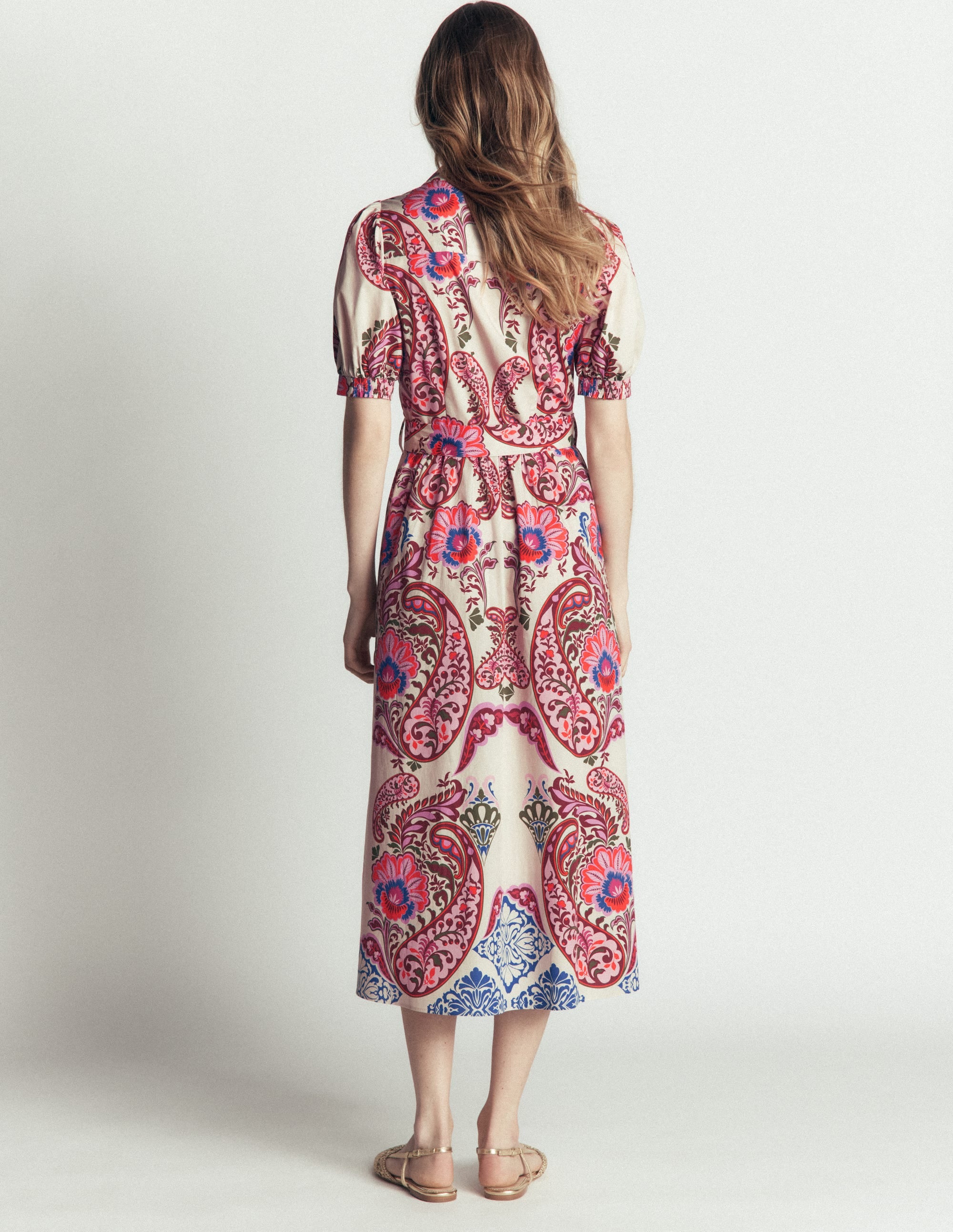 Baumwoll-Midikleid mit Gürtel-Bunt, Boho-Traum - Image 7