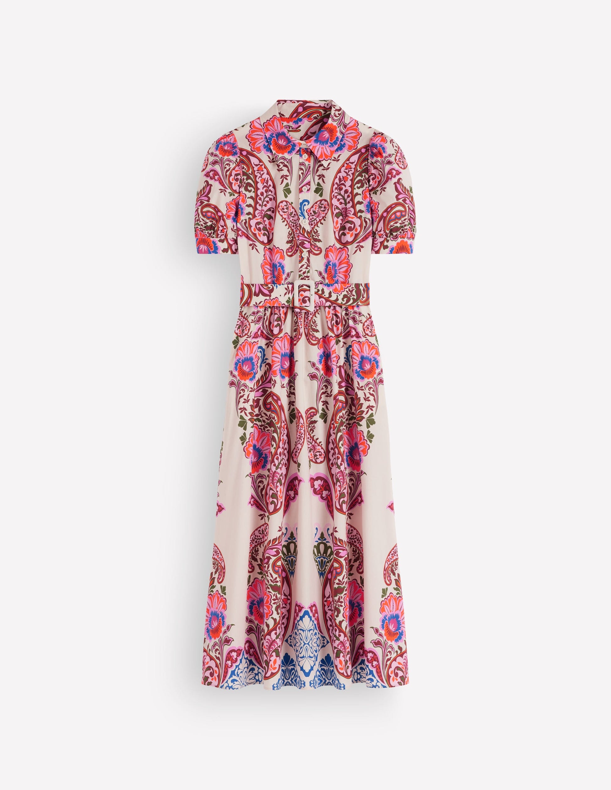 Baumwoll-Midikleid mit Gürtel-Bunt, Boho-Traum-8