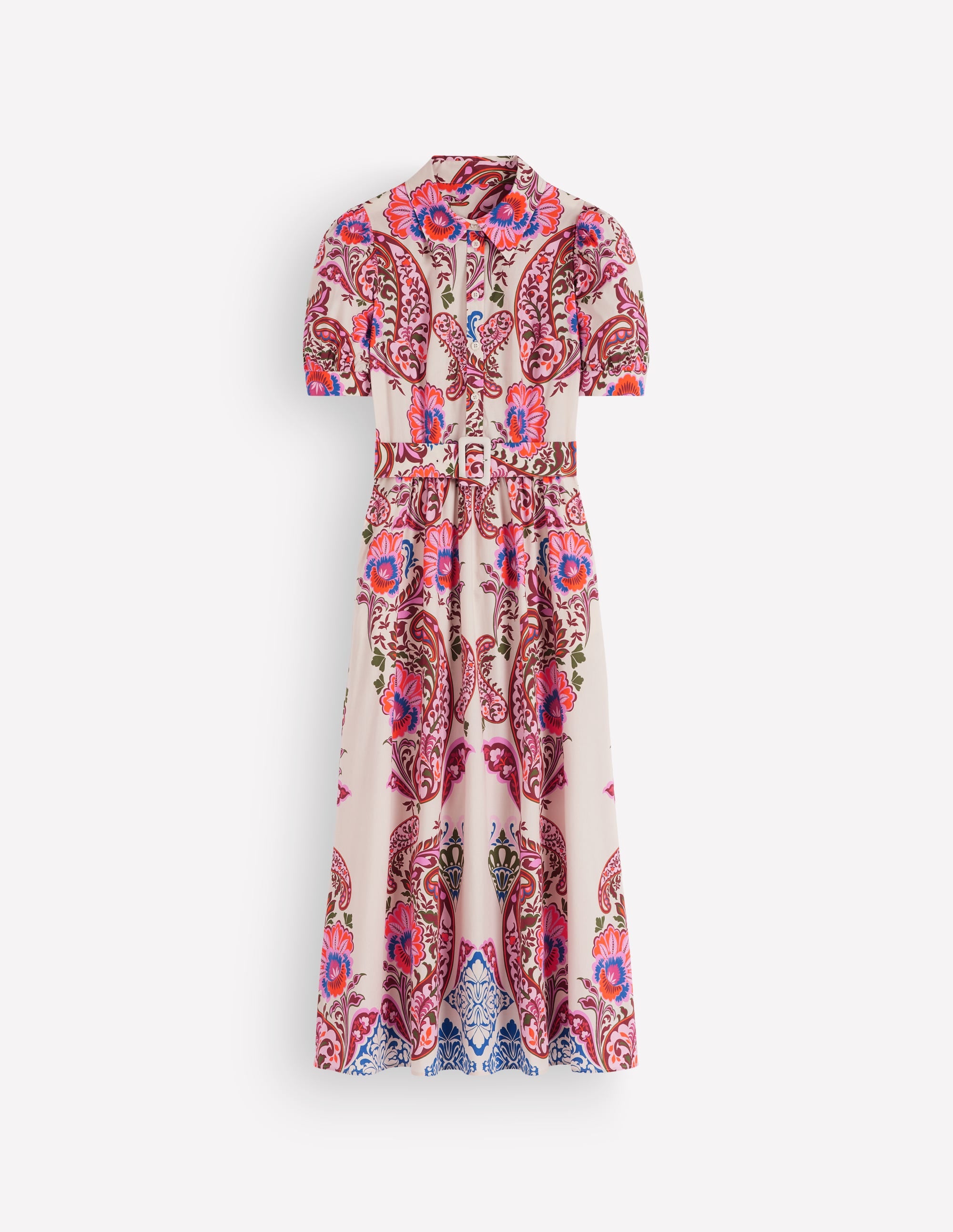 Baumwoll-Midikleid mit Gürtel-Bunt, Boho-Traum - Image 8