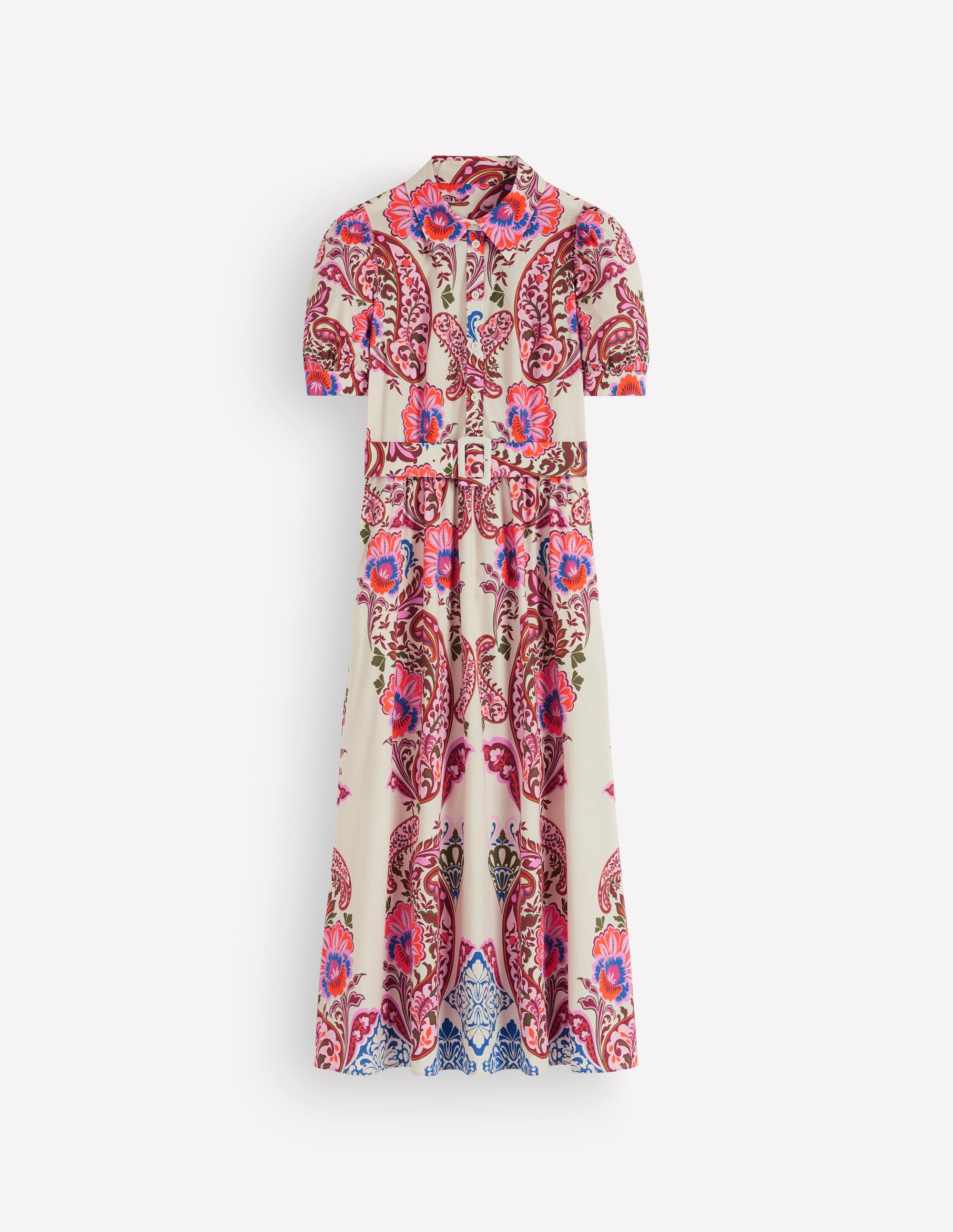 Baumwoll-Midikleid mit Gürtel-Bunt, Boho-Traum - Image 7
