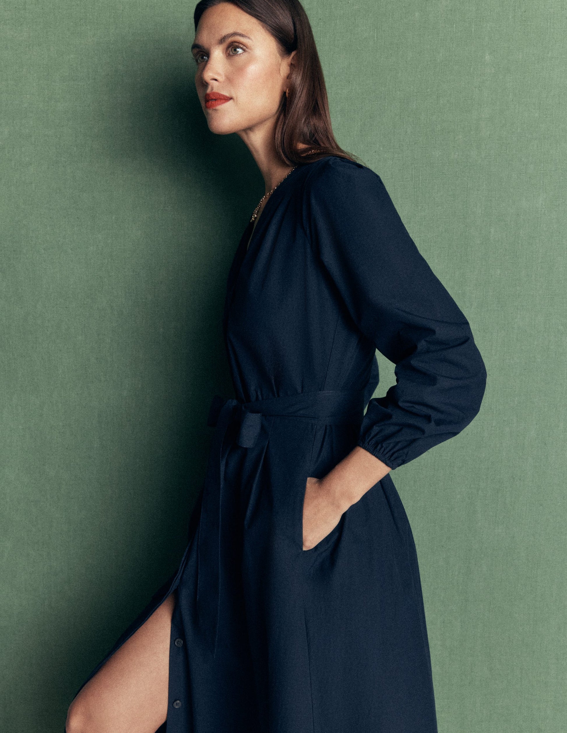 Nicola Baumwoll-Midikleid-Marineblau-1