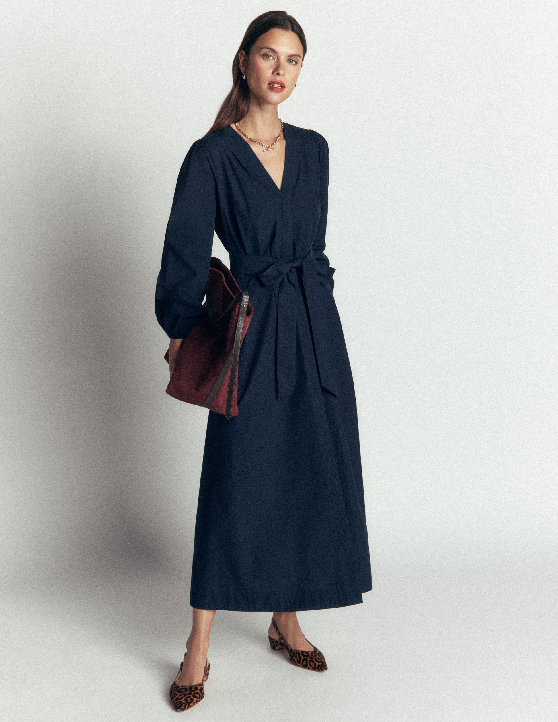 Nicola Baumwoll-Midikleid-Marineblau-4