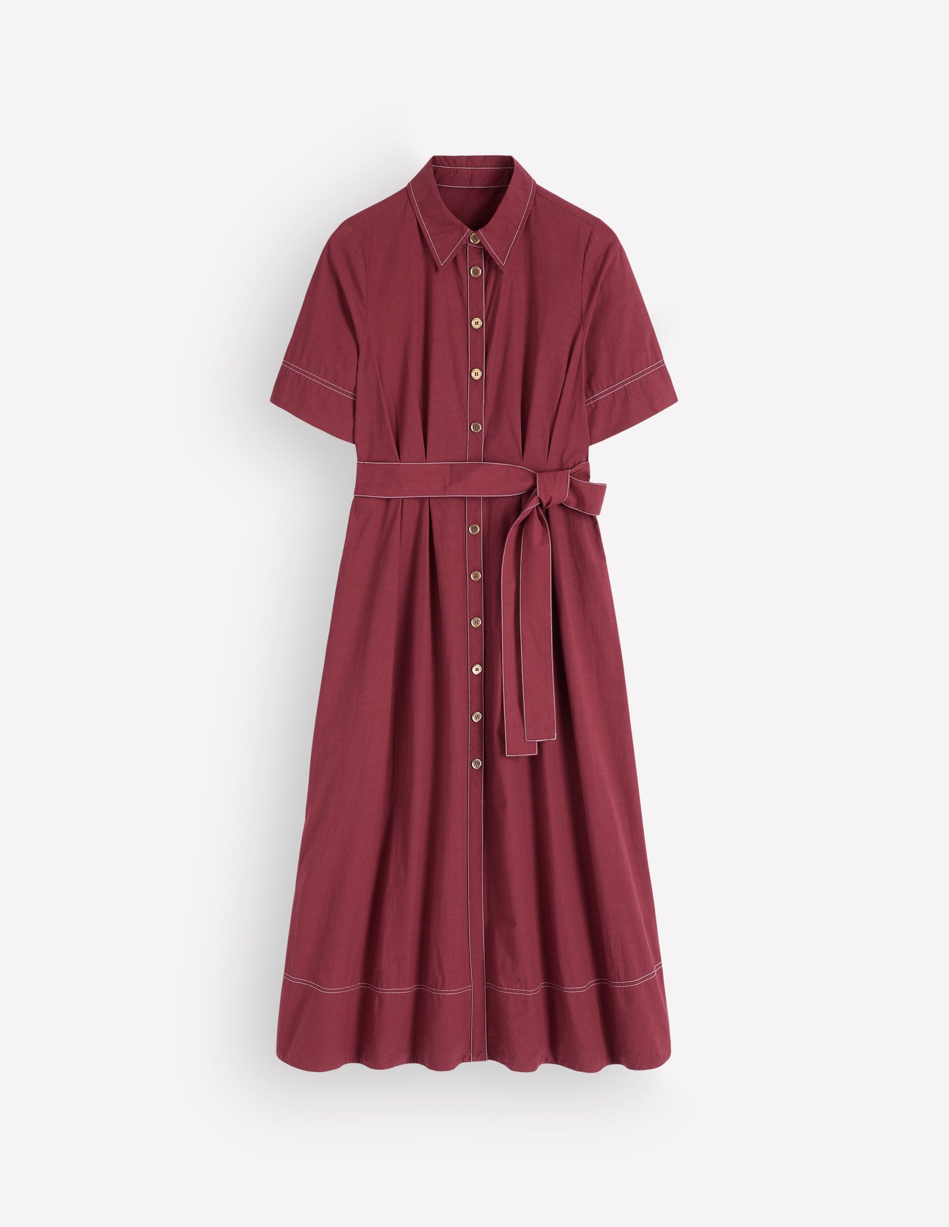 Robe-chemise midi Sarah en coton-Châtaigne profonde-6