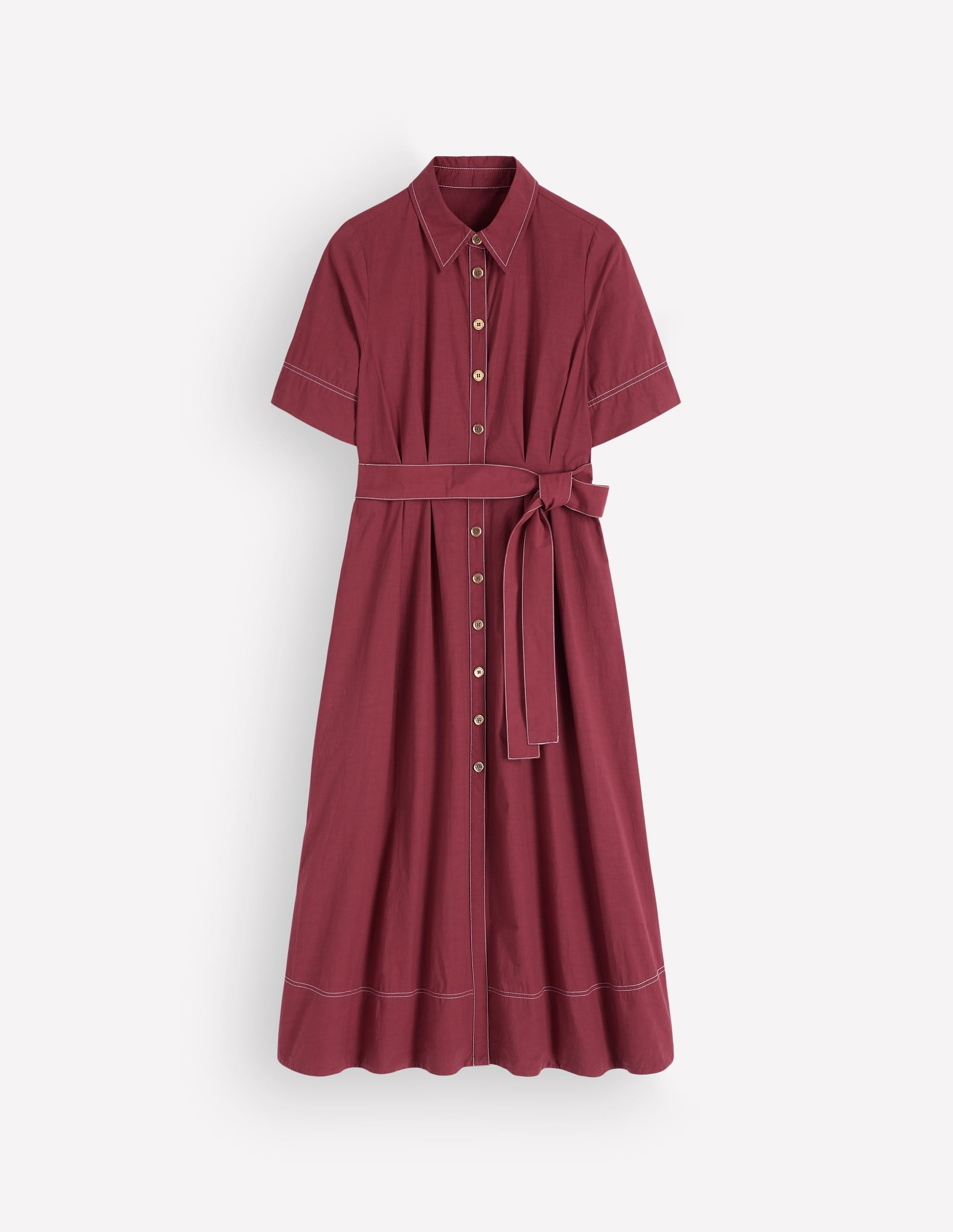 Robe-chemise midi Sarah en coton-Châtaigne profonde - Image 6