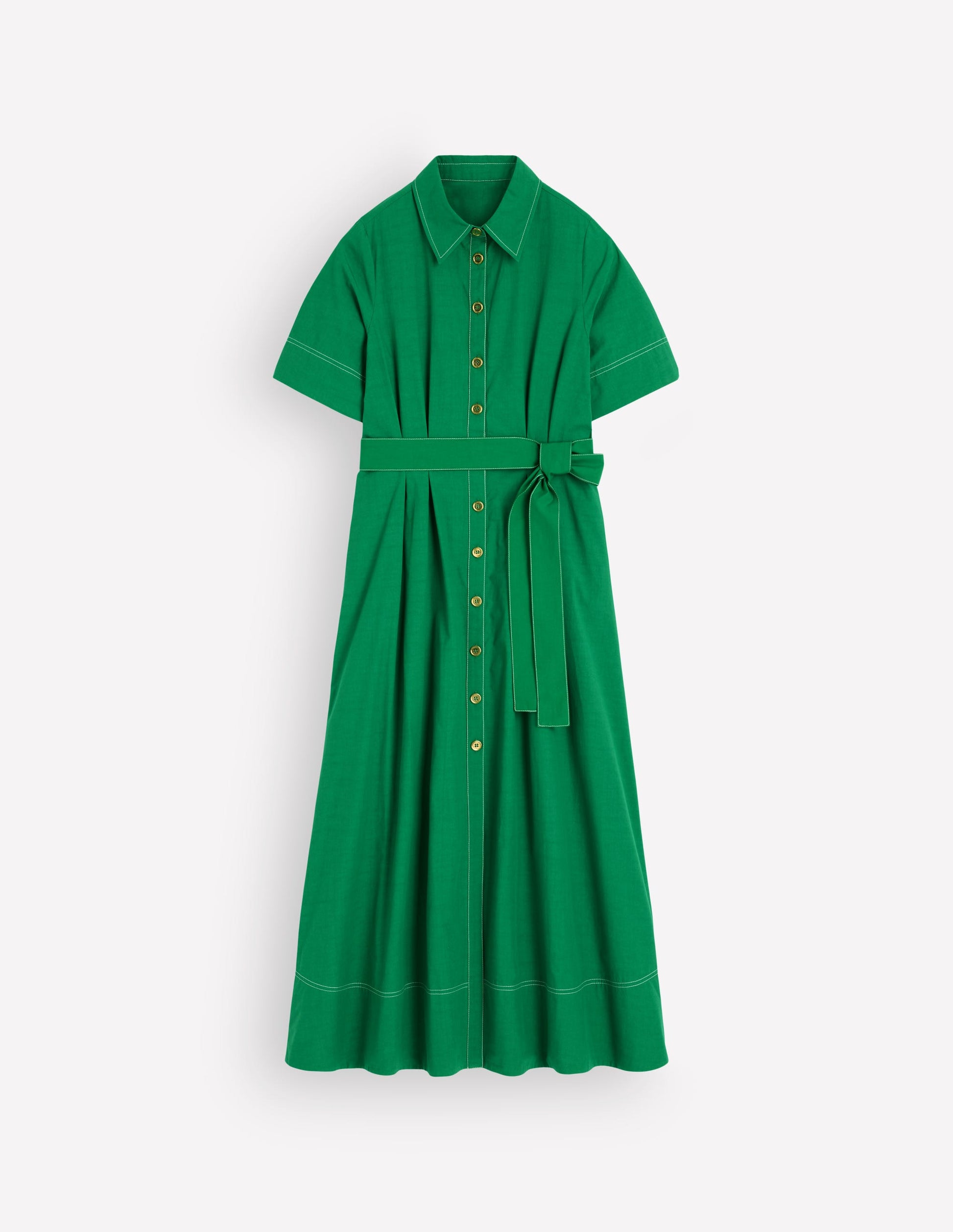 Sarah Cotton Midi Shirt Dress-Fresh Green-7