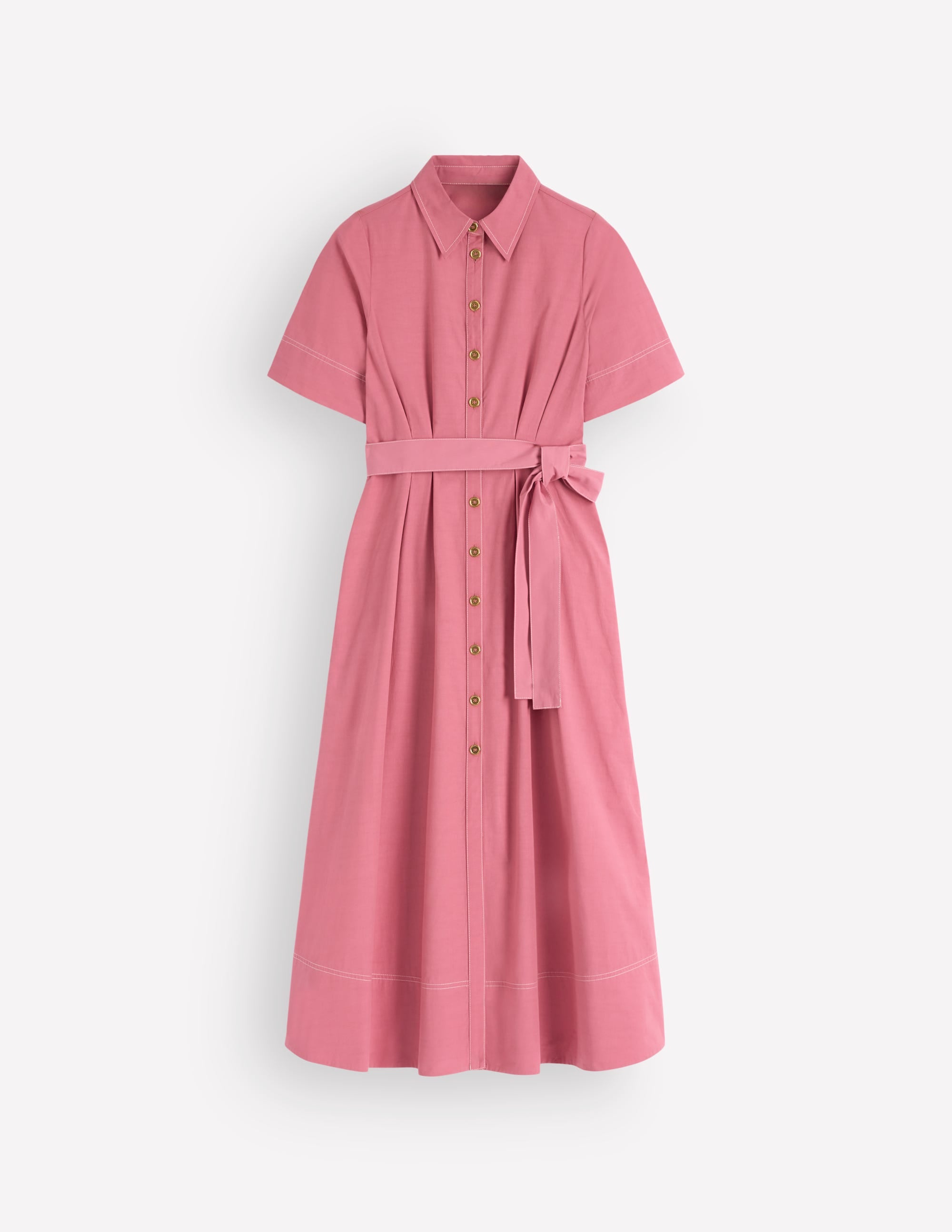 Sarah Midi-Hemdblusenkleid aus Baumwolle-Rosa Heide - Image 5