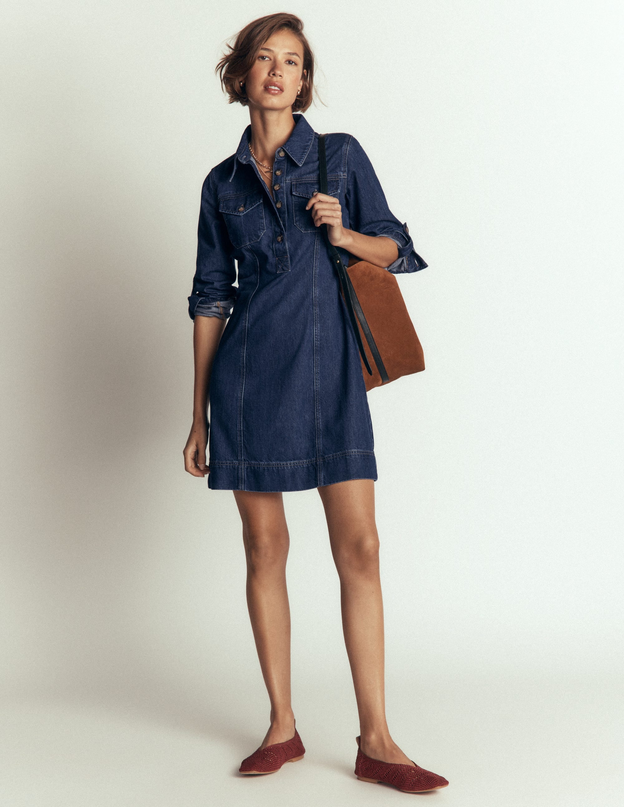 Fleur Kurzes Jeanskleid-Mittlere Mischung Denim - Image 4