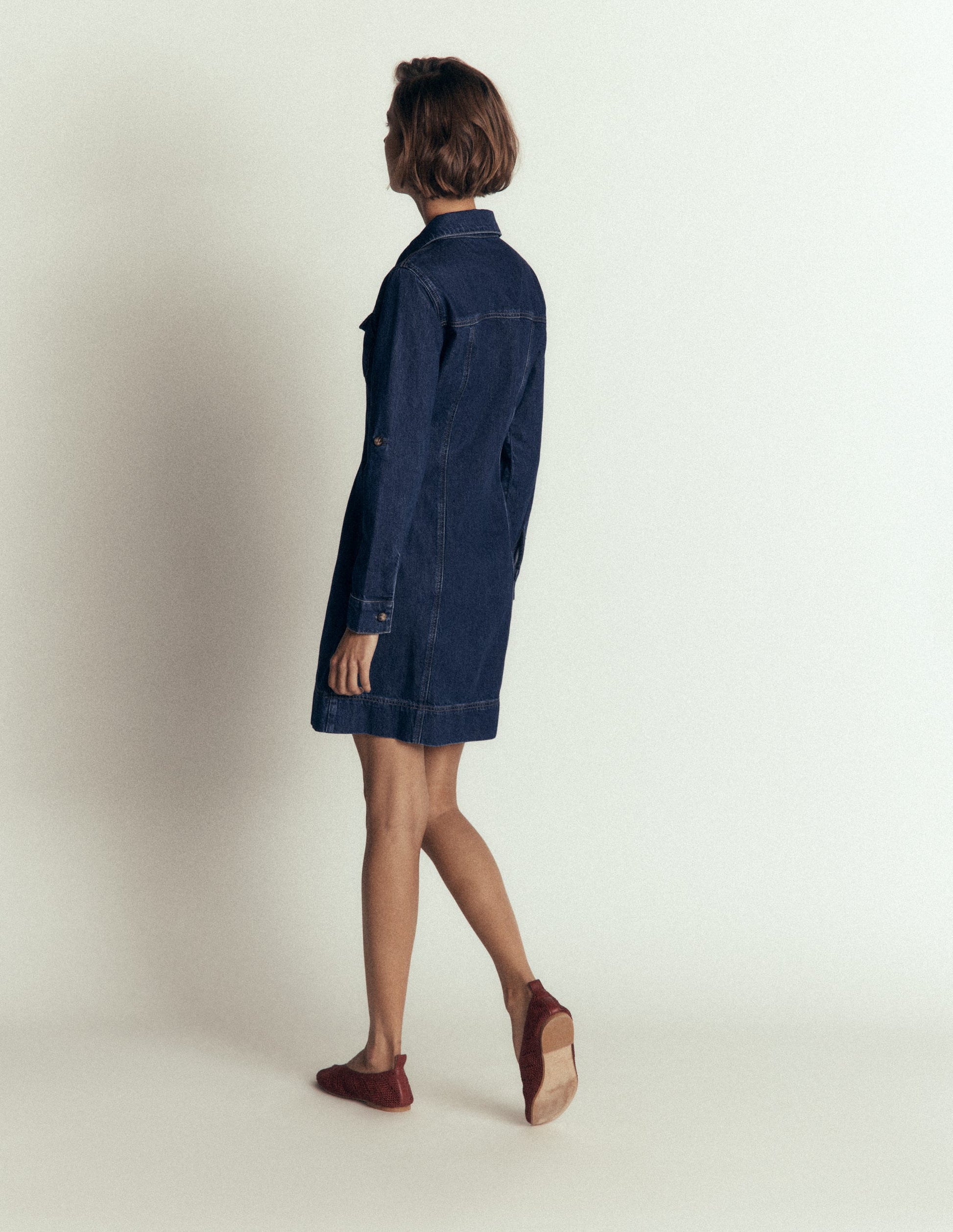 Fleur Kurzes Jeanskleid-Mittlere Mischung Denim-8