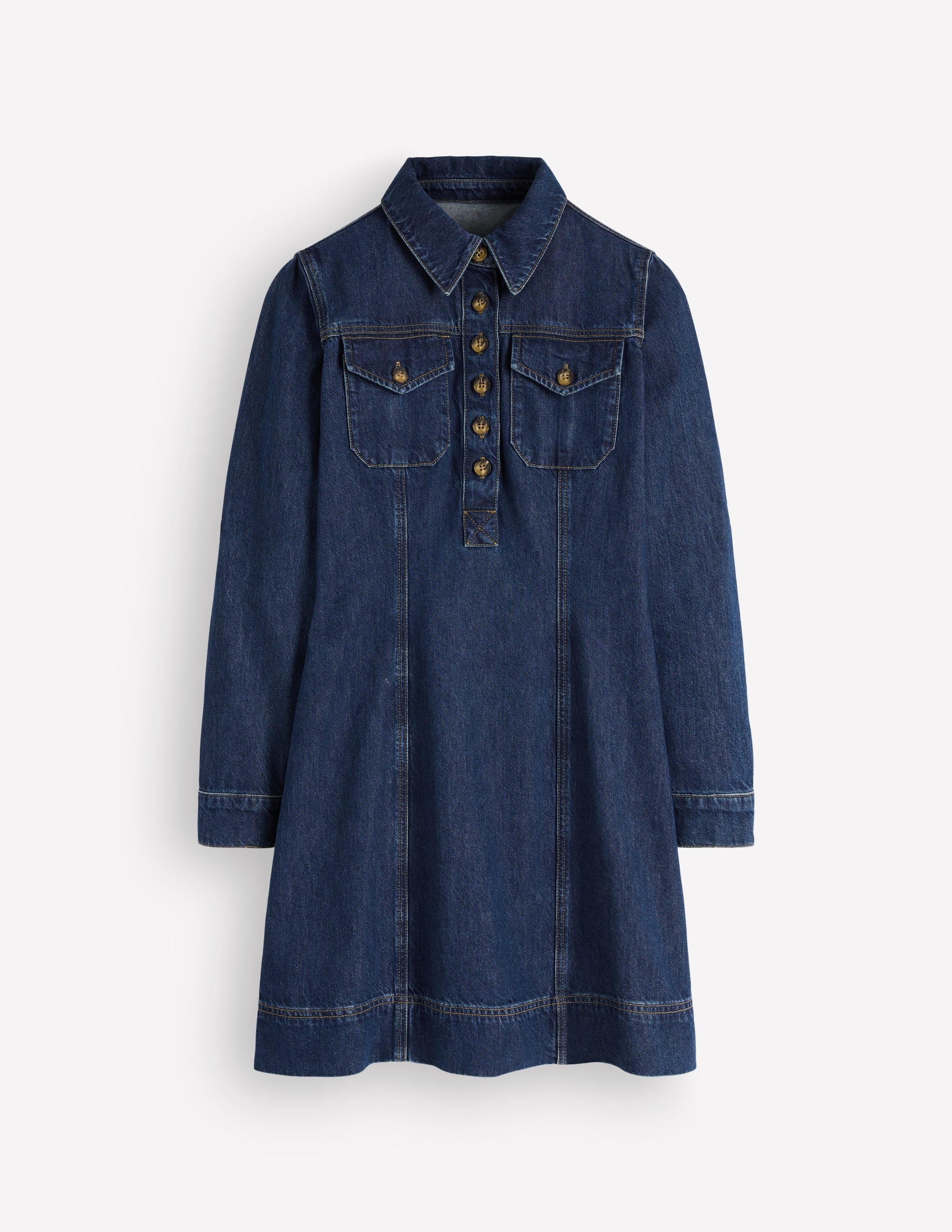 Fleur Denim Short Dress-Mid Vintage Denim - Image 6