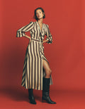 Hemdblusenkleid mit Schleifendetail-Bunt, Schuluniform Streifen