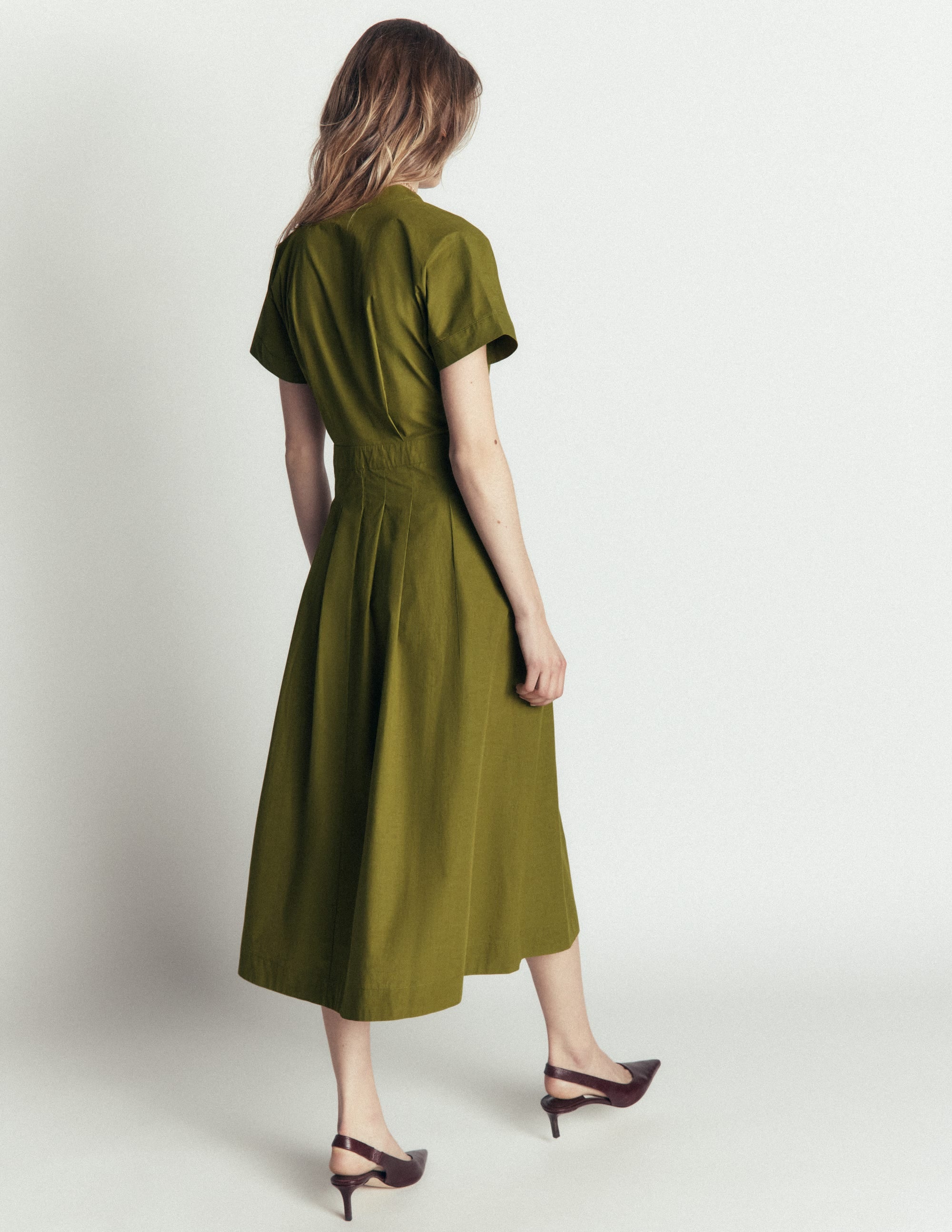 Midikleid aus einem Schnittteil-Olive - Image 3