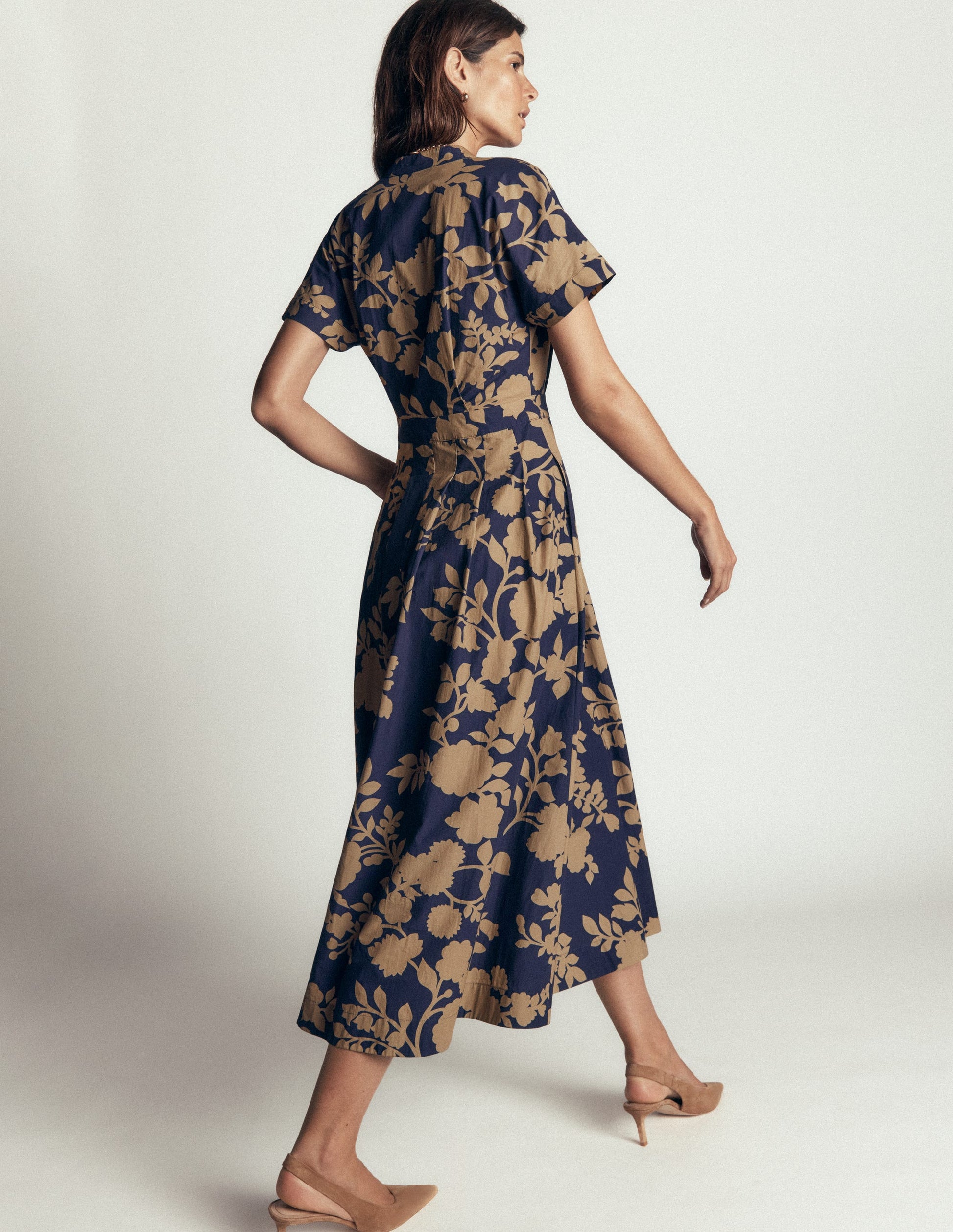 Midikleid aus einem Schnittteil-Französisches Marineblau, Bouquet-Brise-3