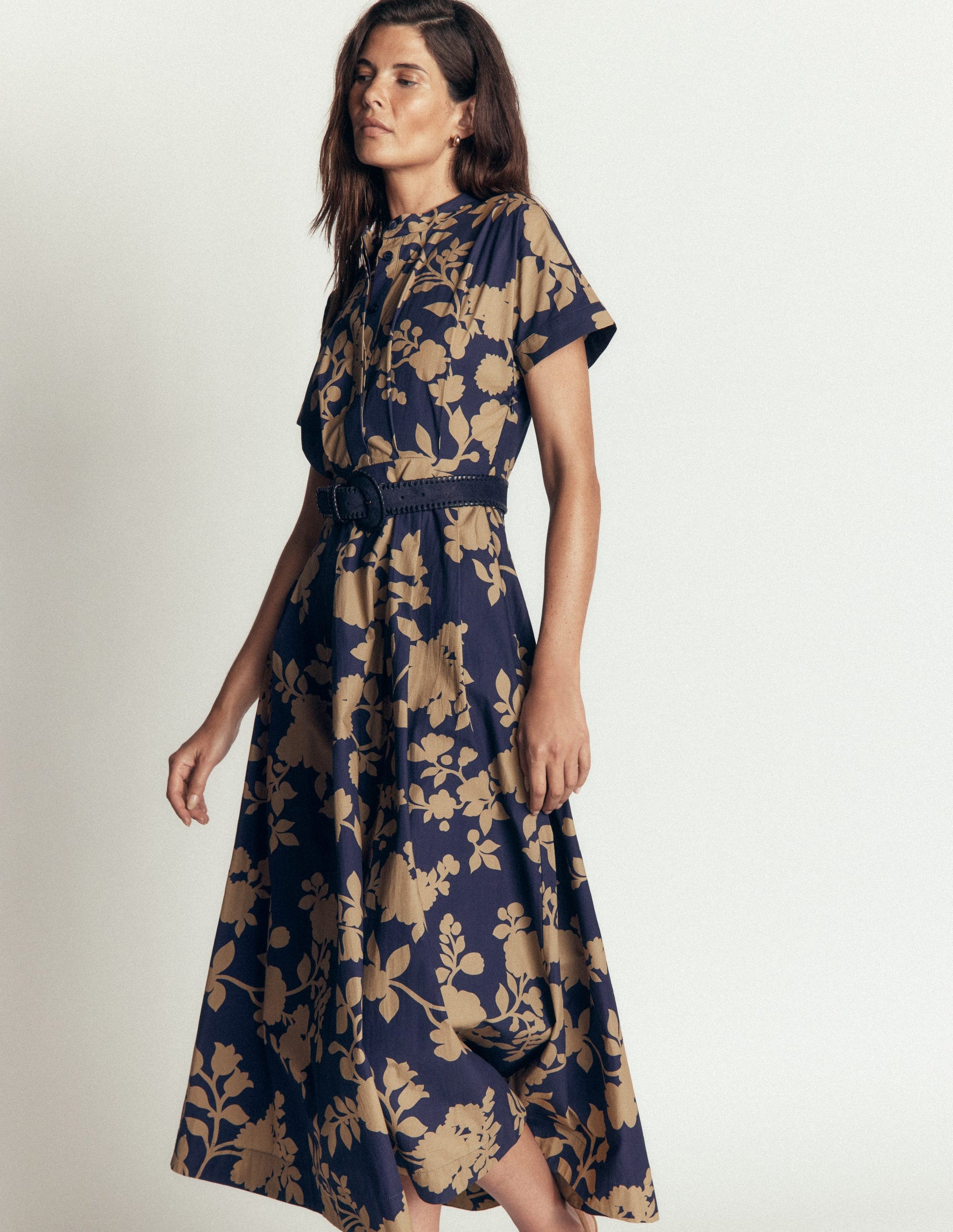 Midikleid aus einem Schnittteil-Französisches Marineblau, Bouquet-Brise-4