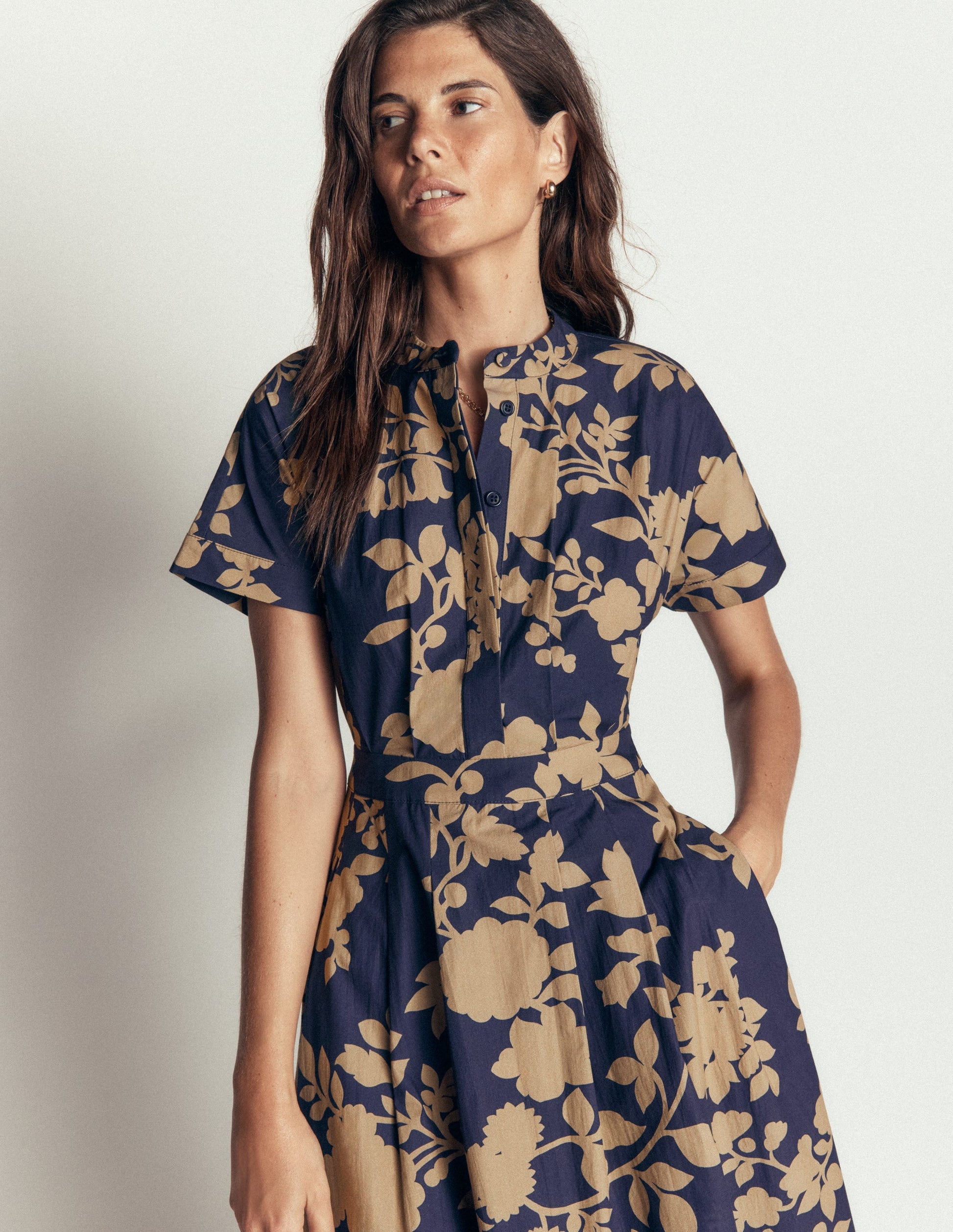 Midikleid aus einem Schnittteil-Französisches Marineblau, Bouquet-Brise-5